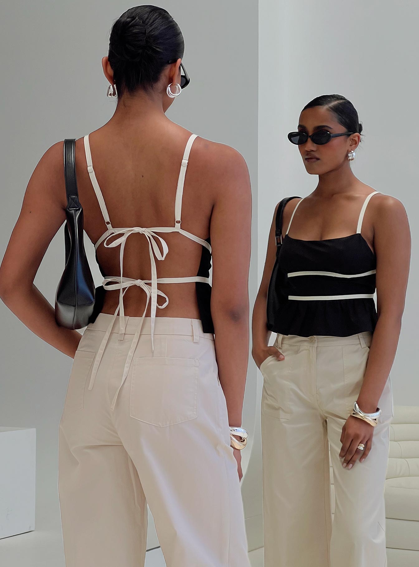 Daxon Top Black  Cream