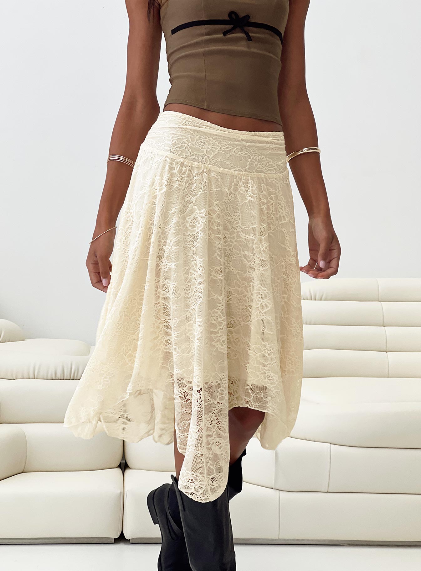 Enslee Midi Skirt Cream - Image 8