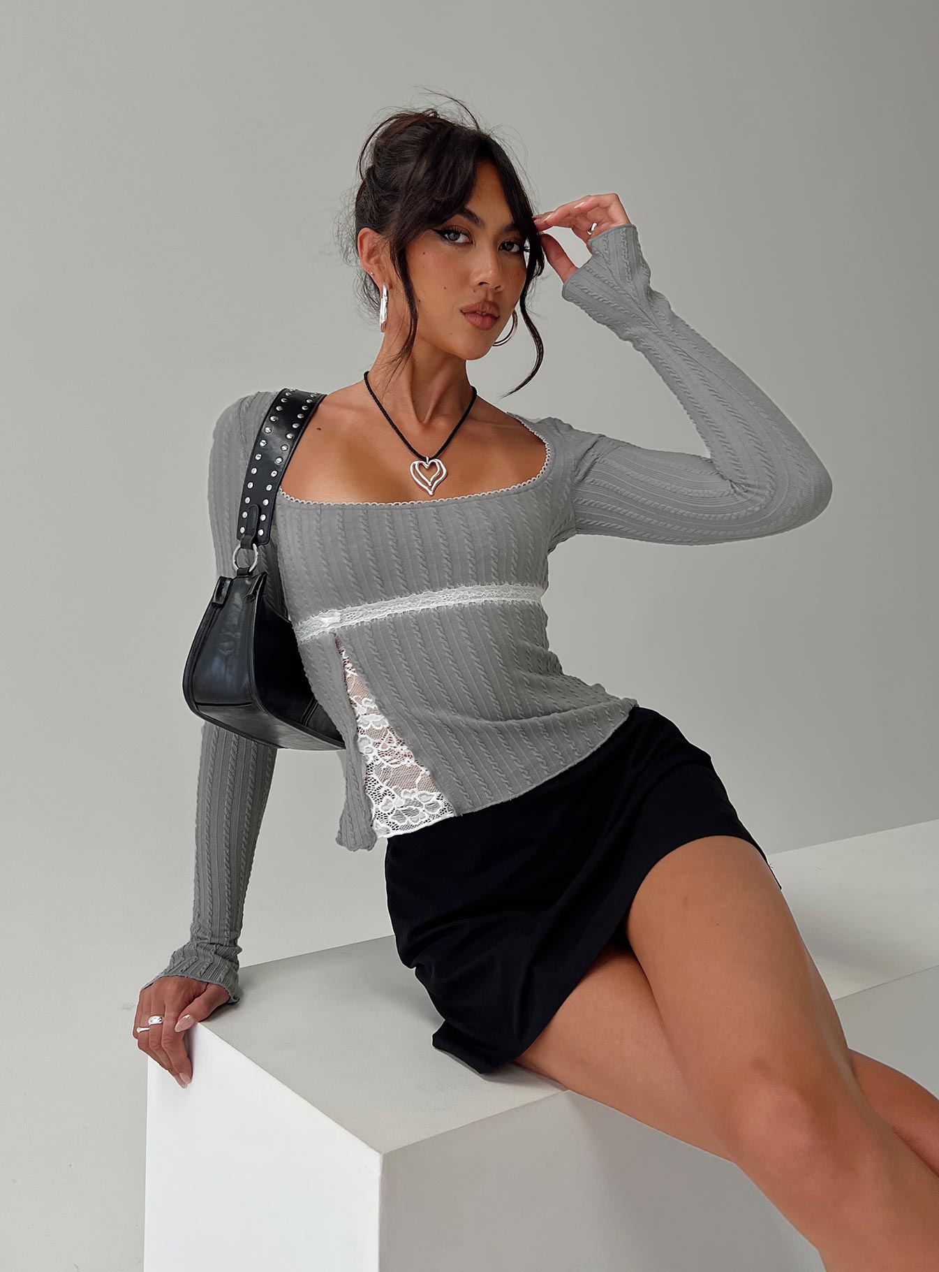Noir Long Sleeve Top Grey - Image 8