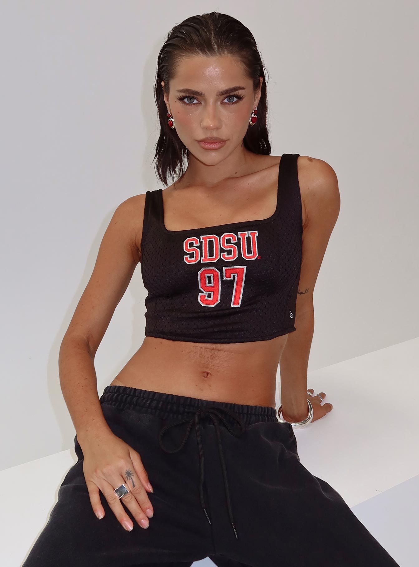 Sdsu Jersey Corset Top Black