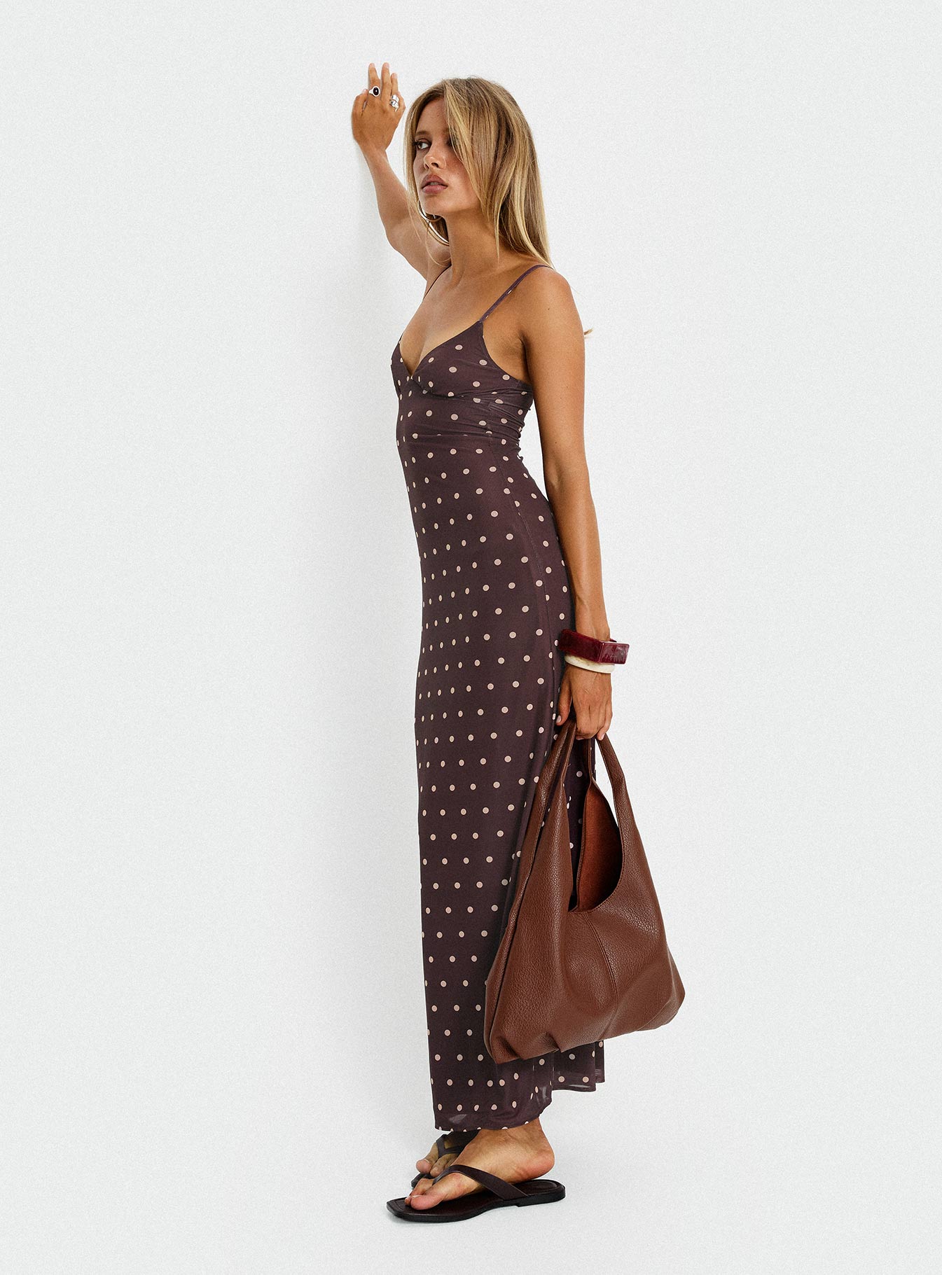 Glass Half Full Mesh Maxi Dress Plum  Pink Polka Dot