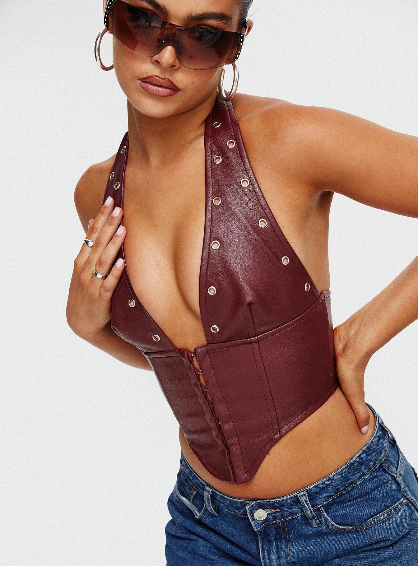 Palladia Pu Jordy Corset Burgundy - Image 2