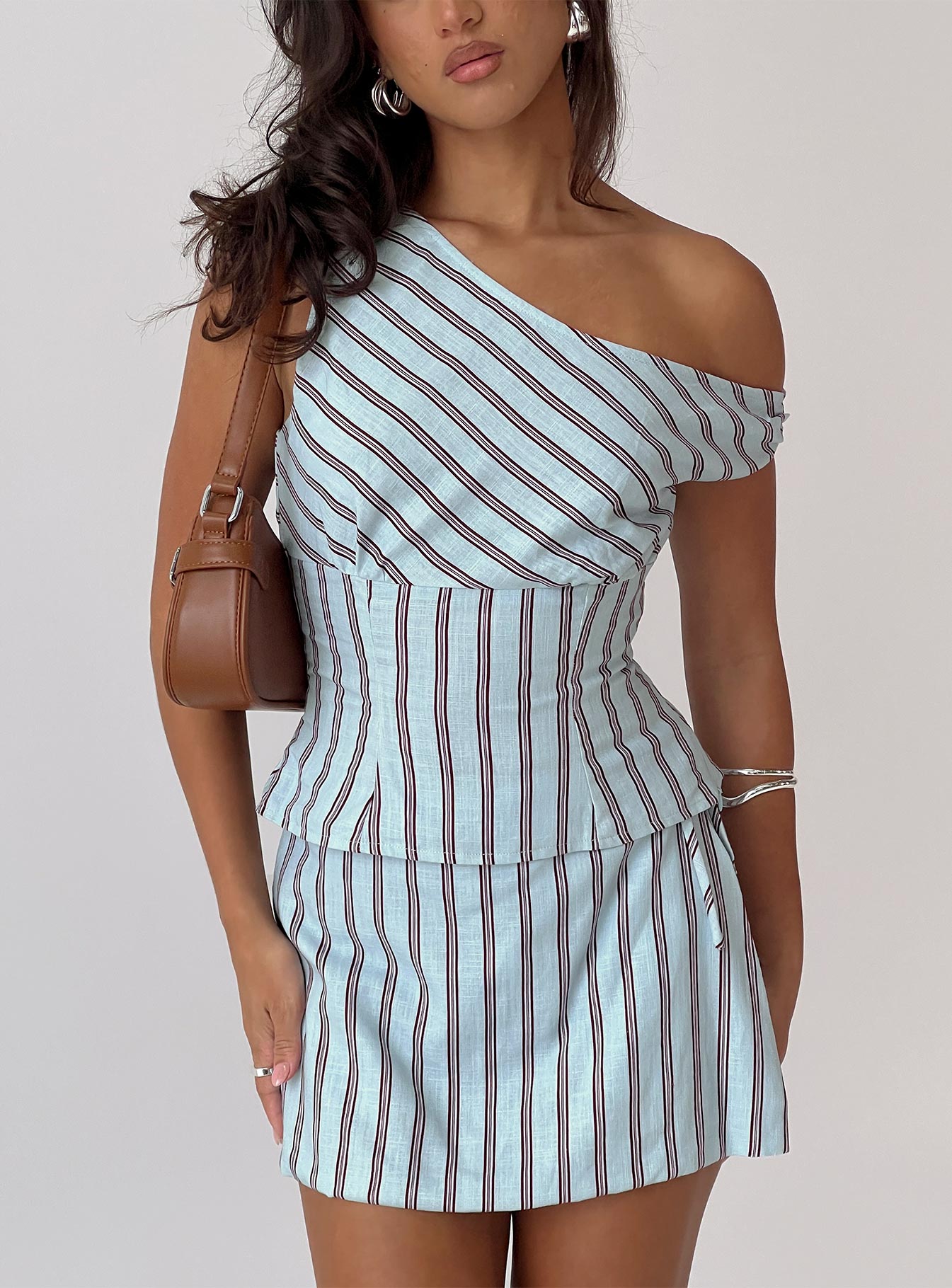 Del Rio Off The Shoulder Top Blue  Maroon
