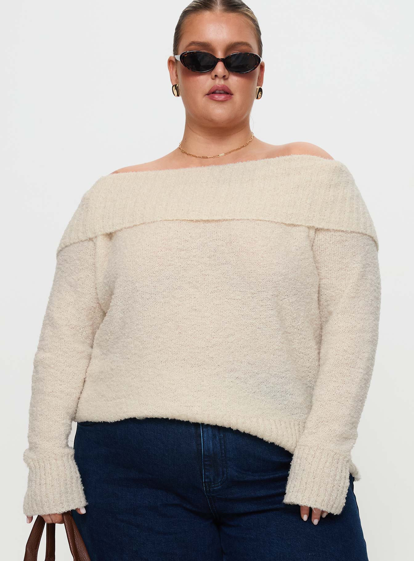 Parkley Boucle Off The Shoulder Cream Curve - Image 2