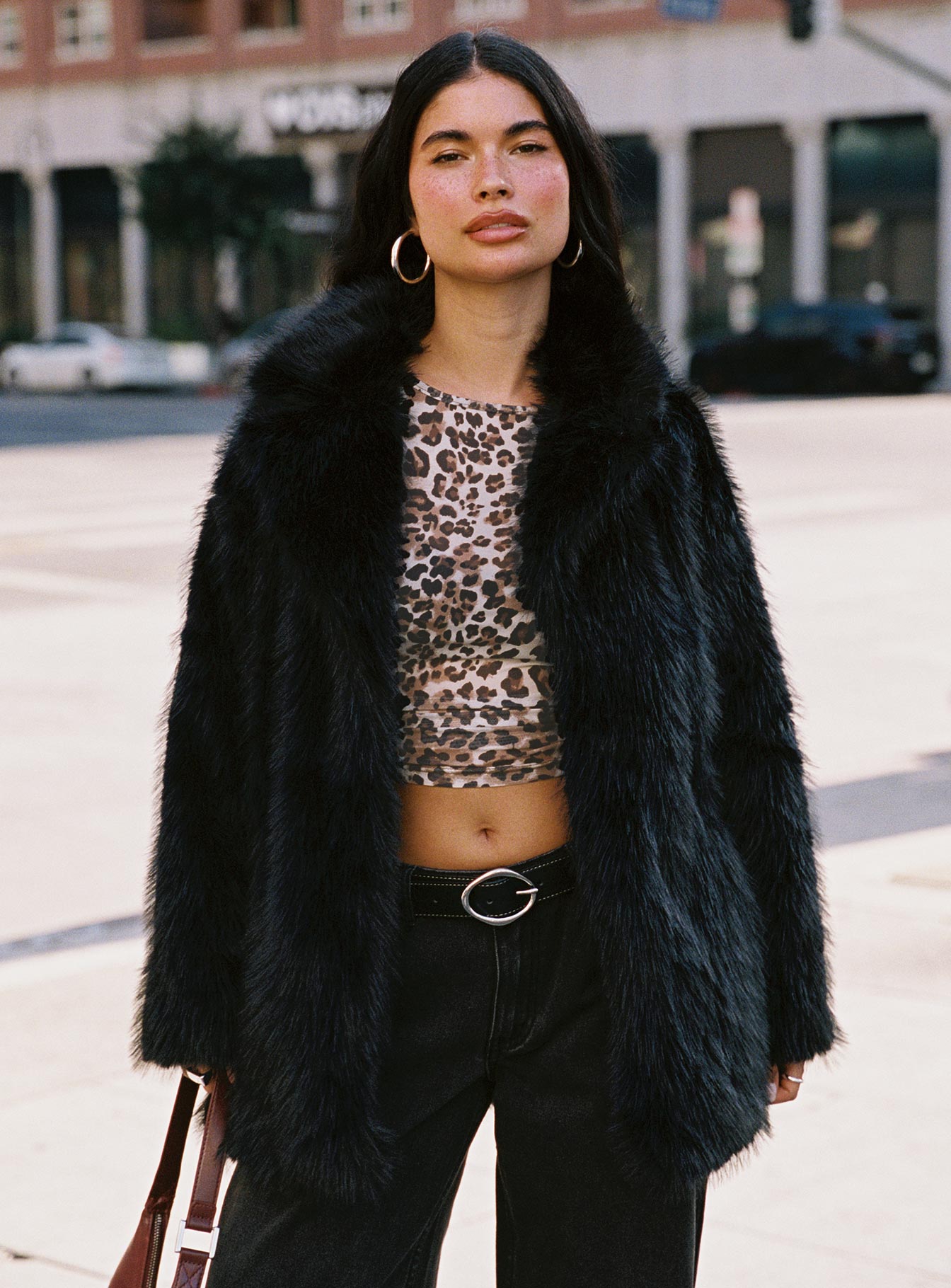 Super Trouper Faux Fur Jacket Black - Image 2