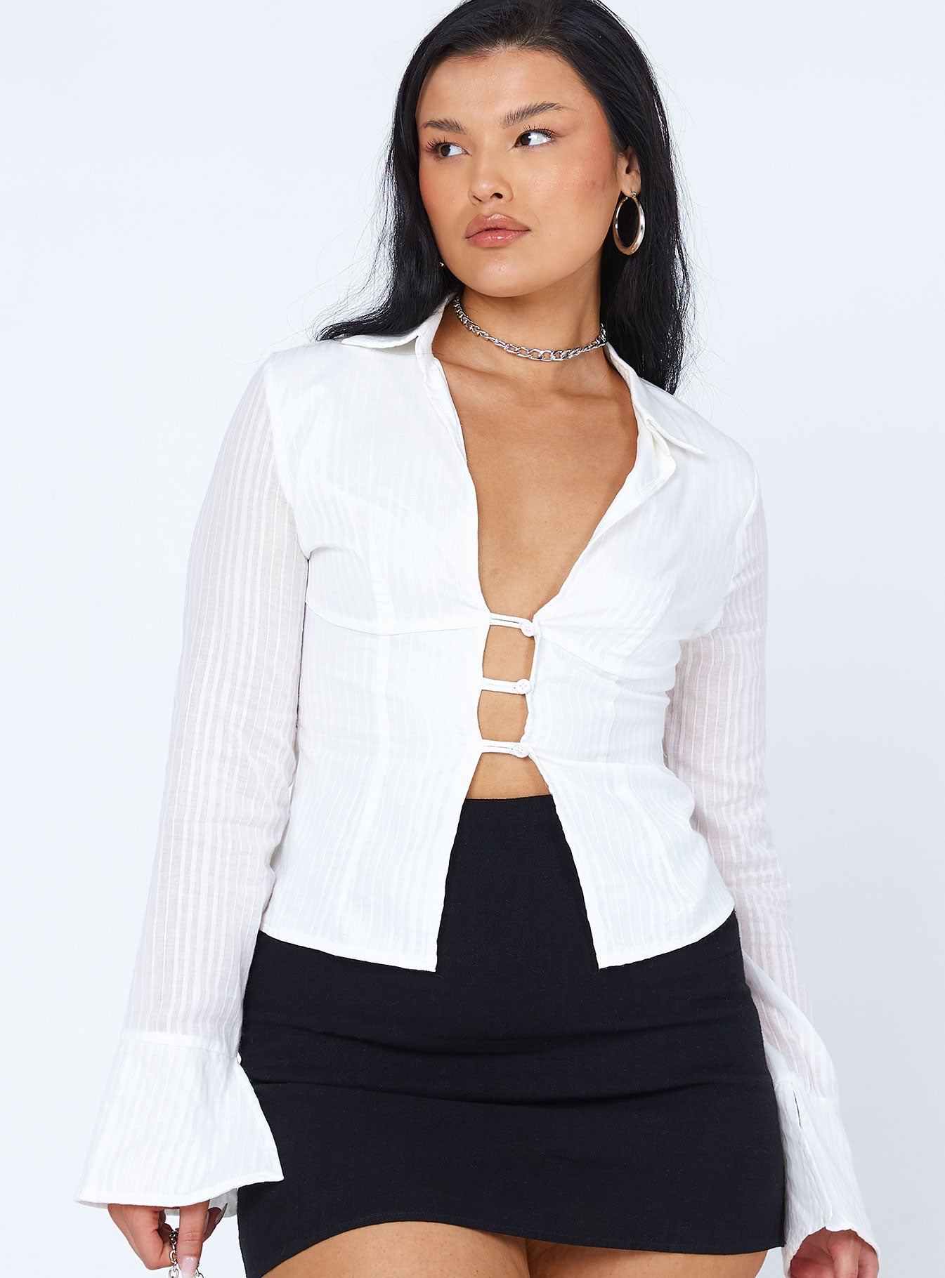 Nial Long Sleeve Top White - Image 2
