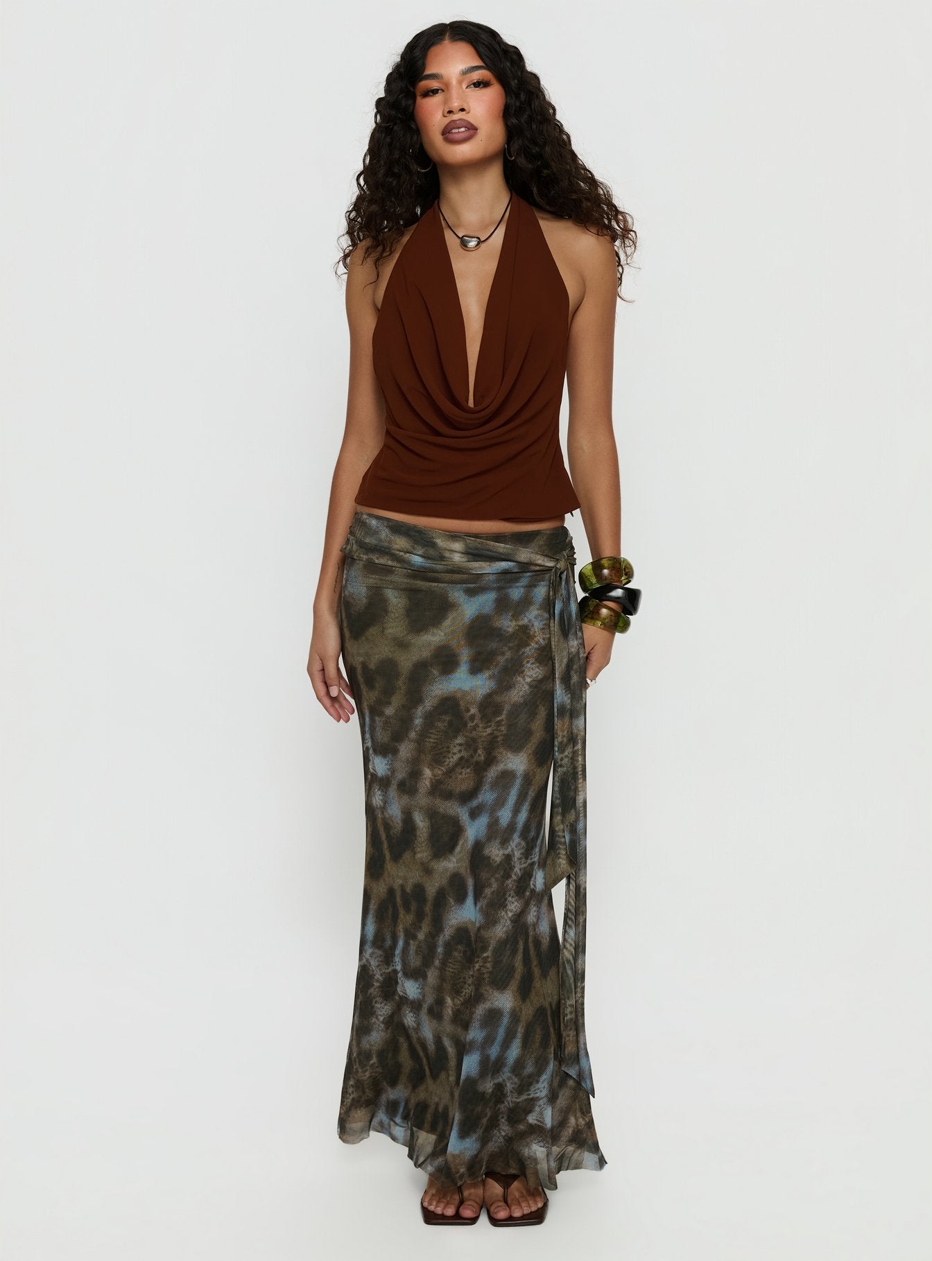 Caviar Tie Maxi Skirt Leopard - Image 2