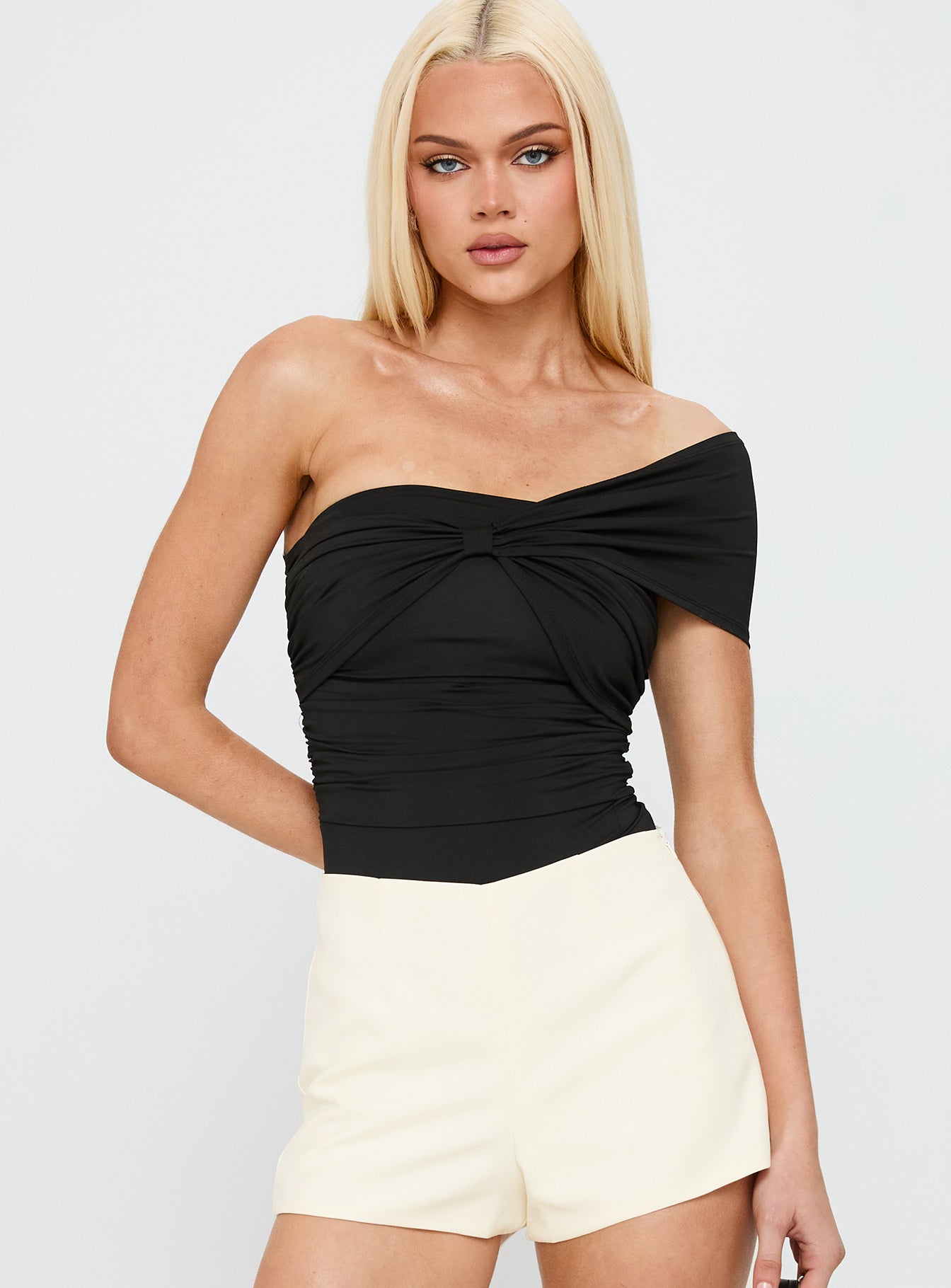 The Real Thing One Shoulder Bodysuit Black - Image 2