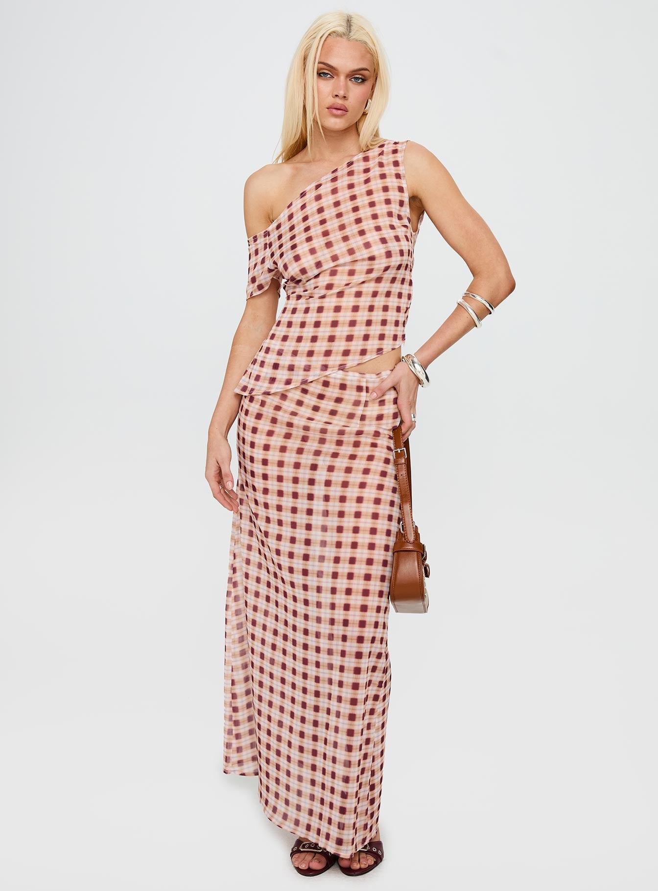 Surina Skirt Peach Check - Image 2