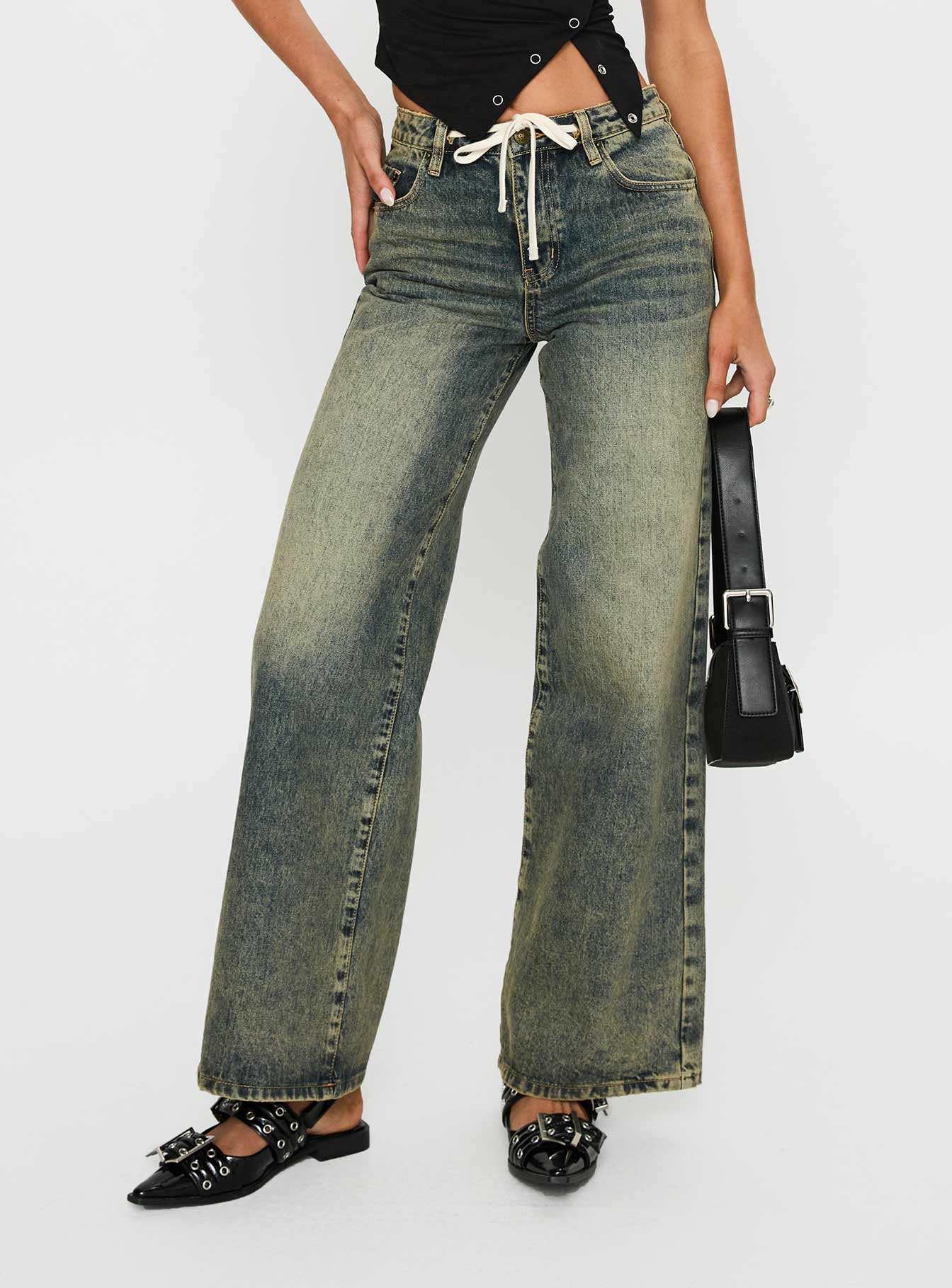 Mellowed Out Low Rise Straight Leg Jeans Antique Wash - Image 2