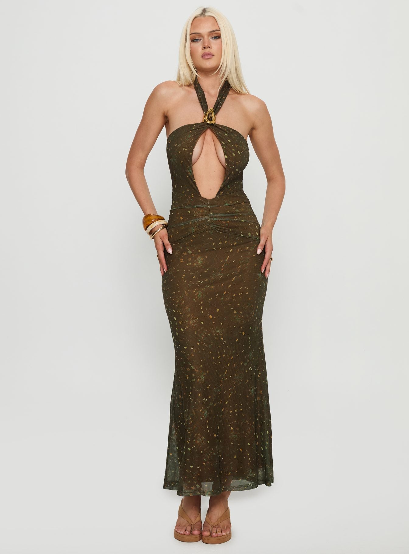 Carmelita Cut Out Halter Maxi Dress Brown - Image 7