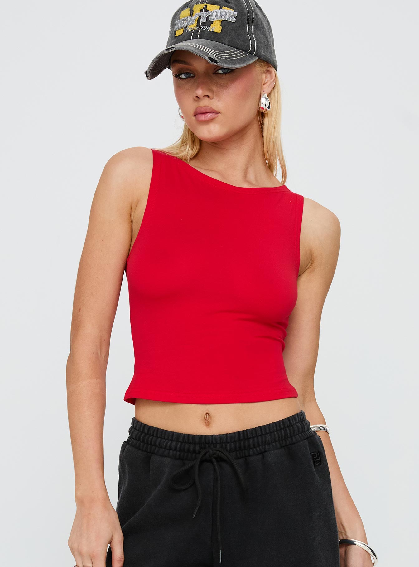 Bleeker High Neck Top Red - Image 2