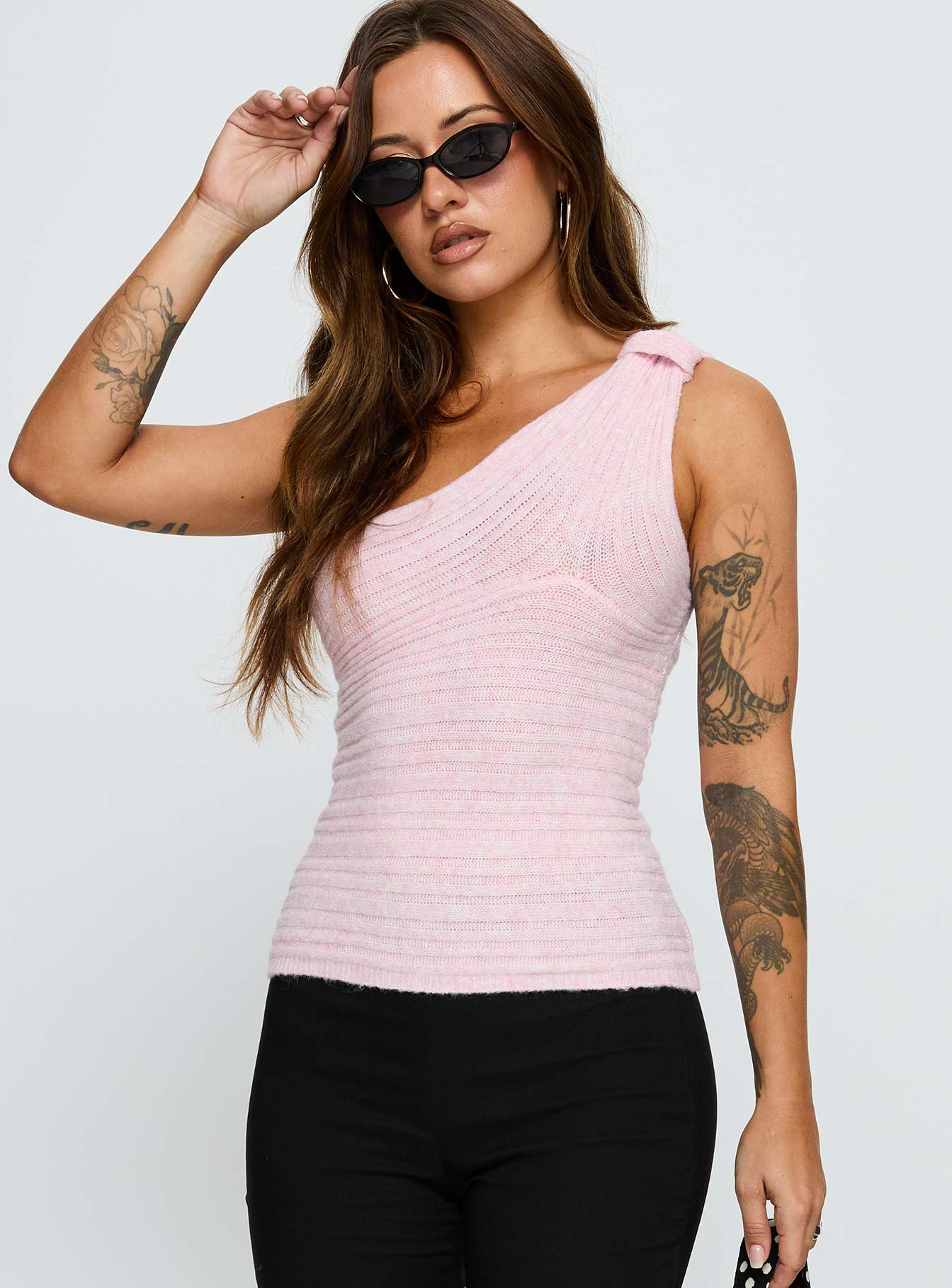 Cornella One Shoulder Top Pink - Image 2