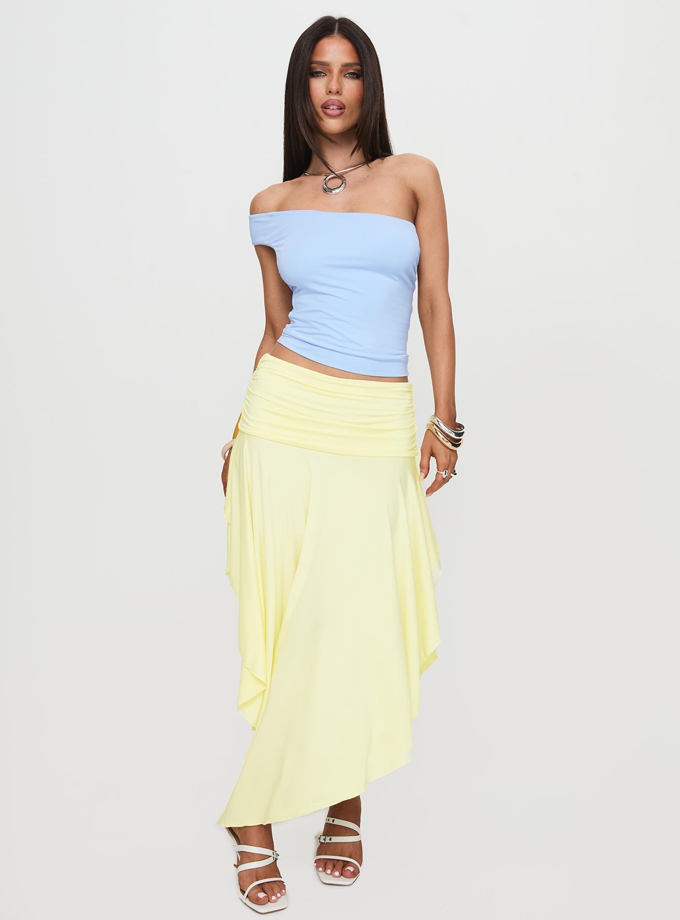 Symphonia Asymmetrical Midi Skirt Butter Yellow - Image 2