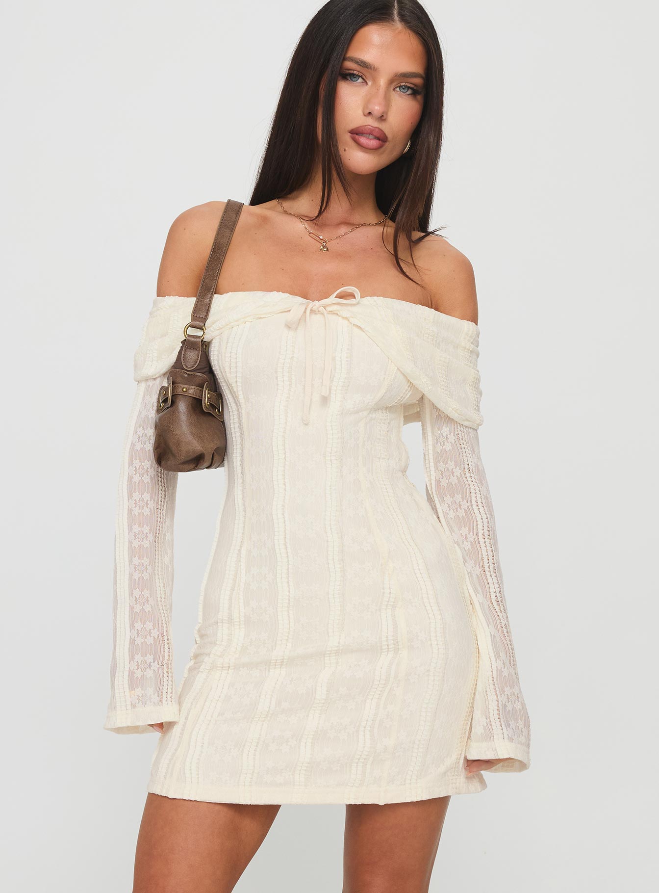 Colettie Long Sleeve Mini Dress Cream - Image 2