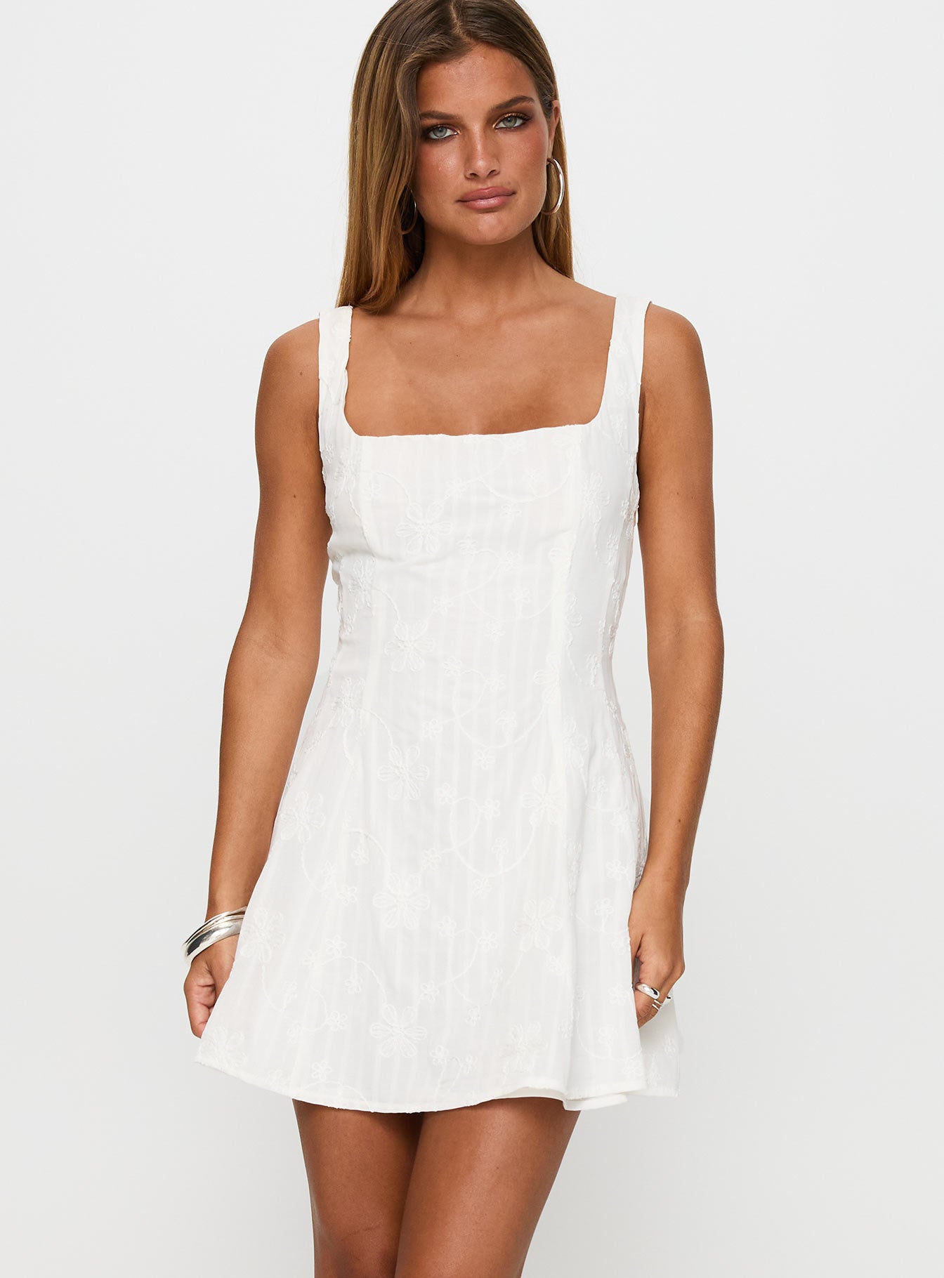 You Can Embroidered Mini Dress White - Image 2
