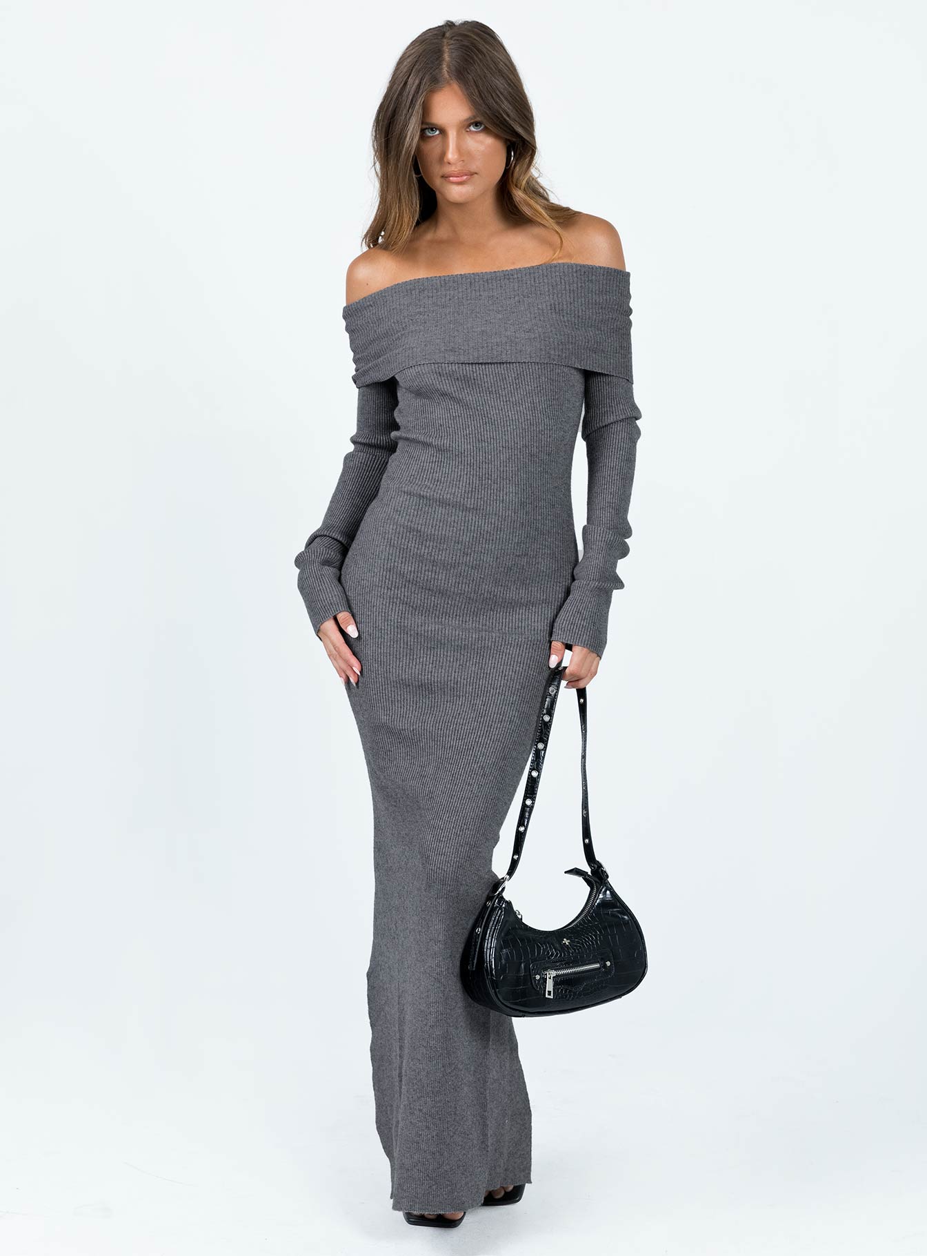 Phylis Off The Shoulder Maxi Dress Slate - Image 2