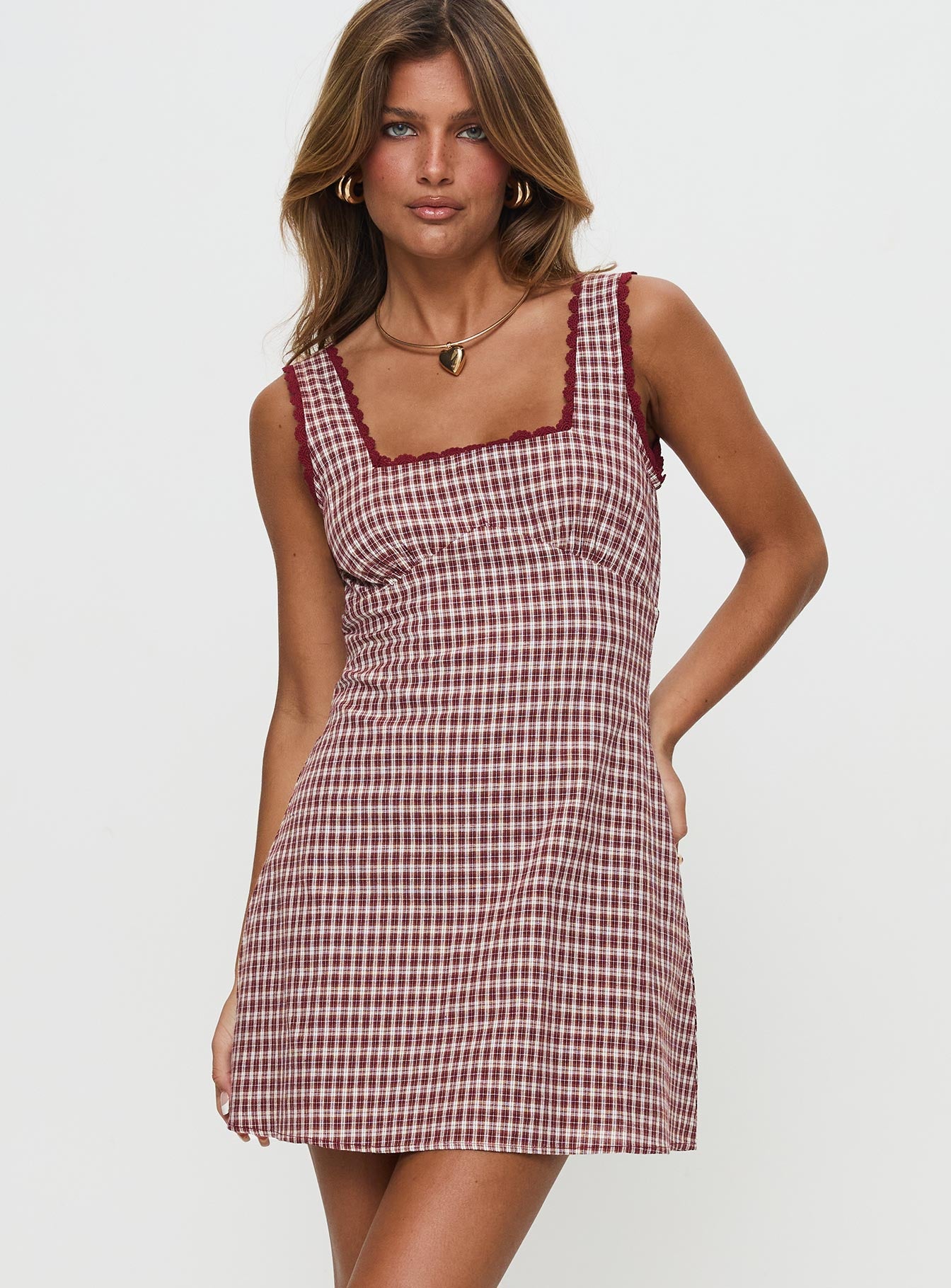 Dasha Mini Dress Red Check Tall - Image 2
