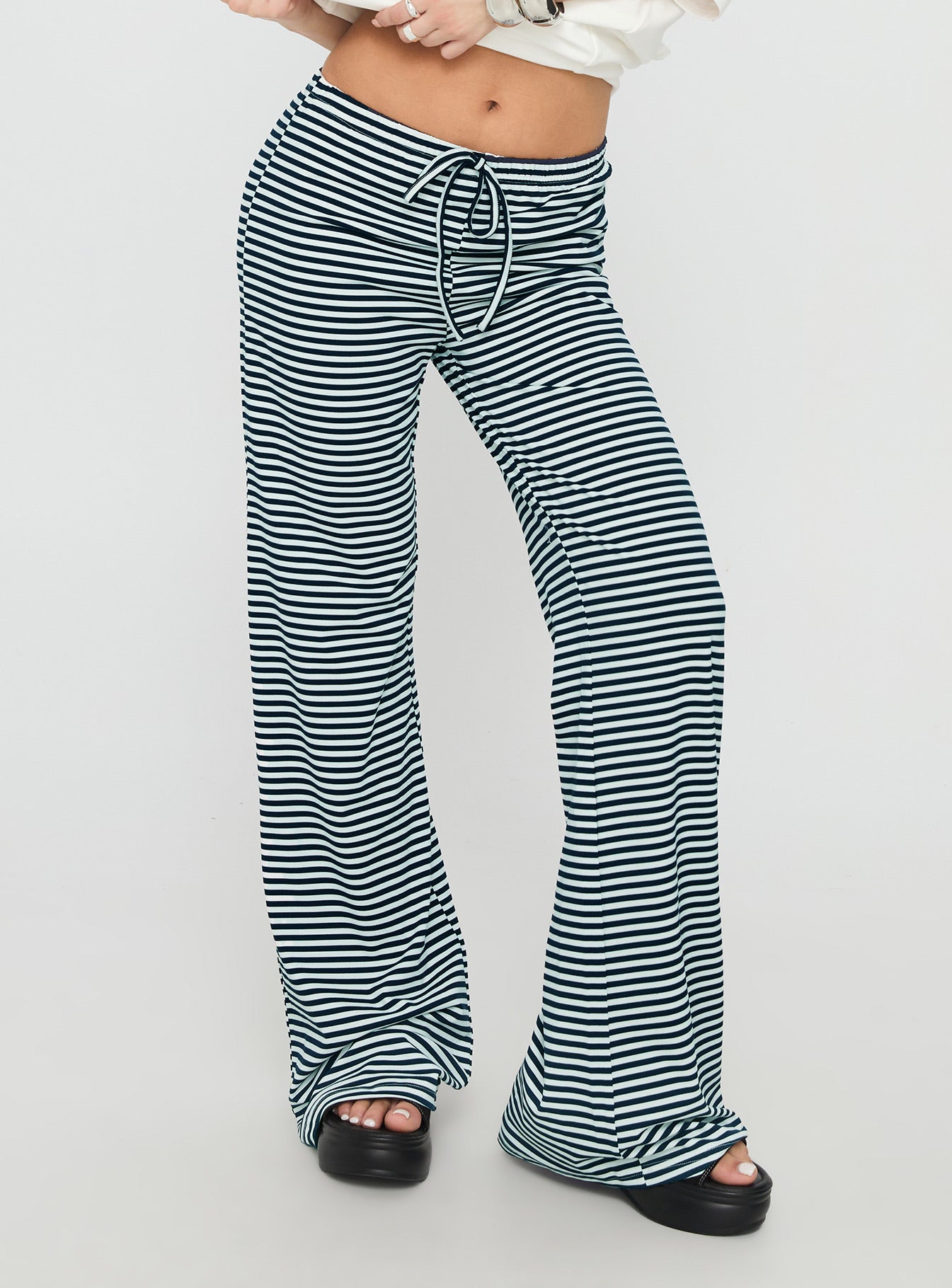 Alfreda Jersey Pants Navy Stripe - Image 2