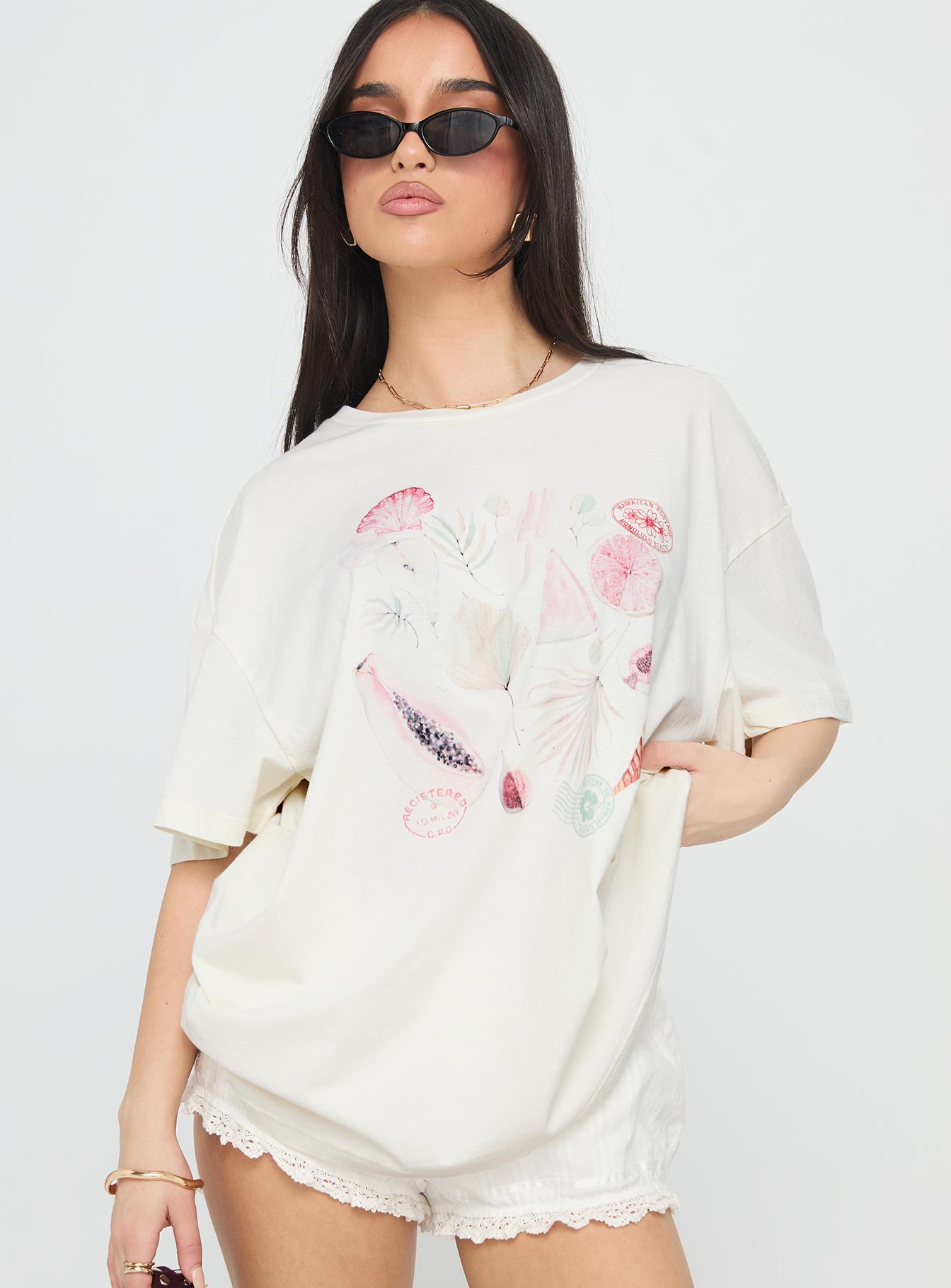 Hawaii Locale Oversized Graphic Tee Marshmellow - Image 2