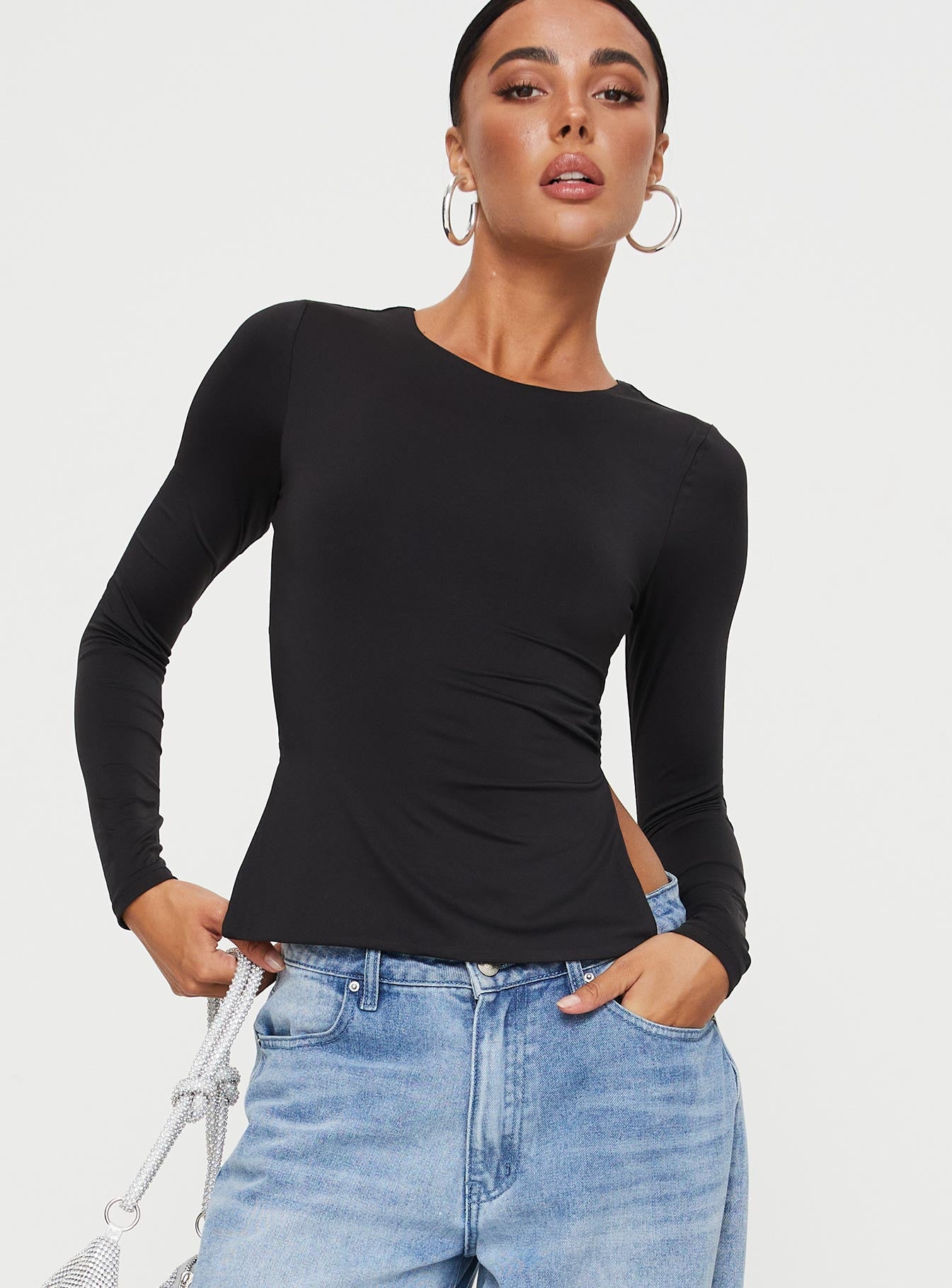 Uzo Long Sleeve Top Black - Image 2