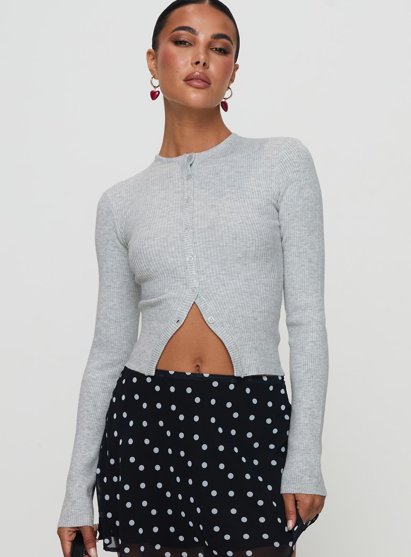 Suzu Long Sleeve Knit Top Grey - Image 2