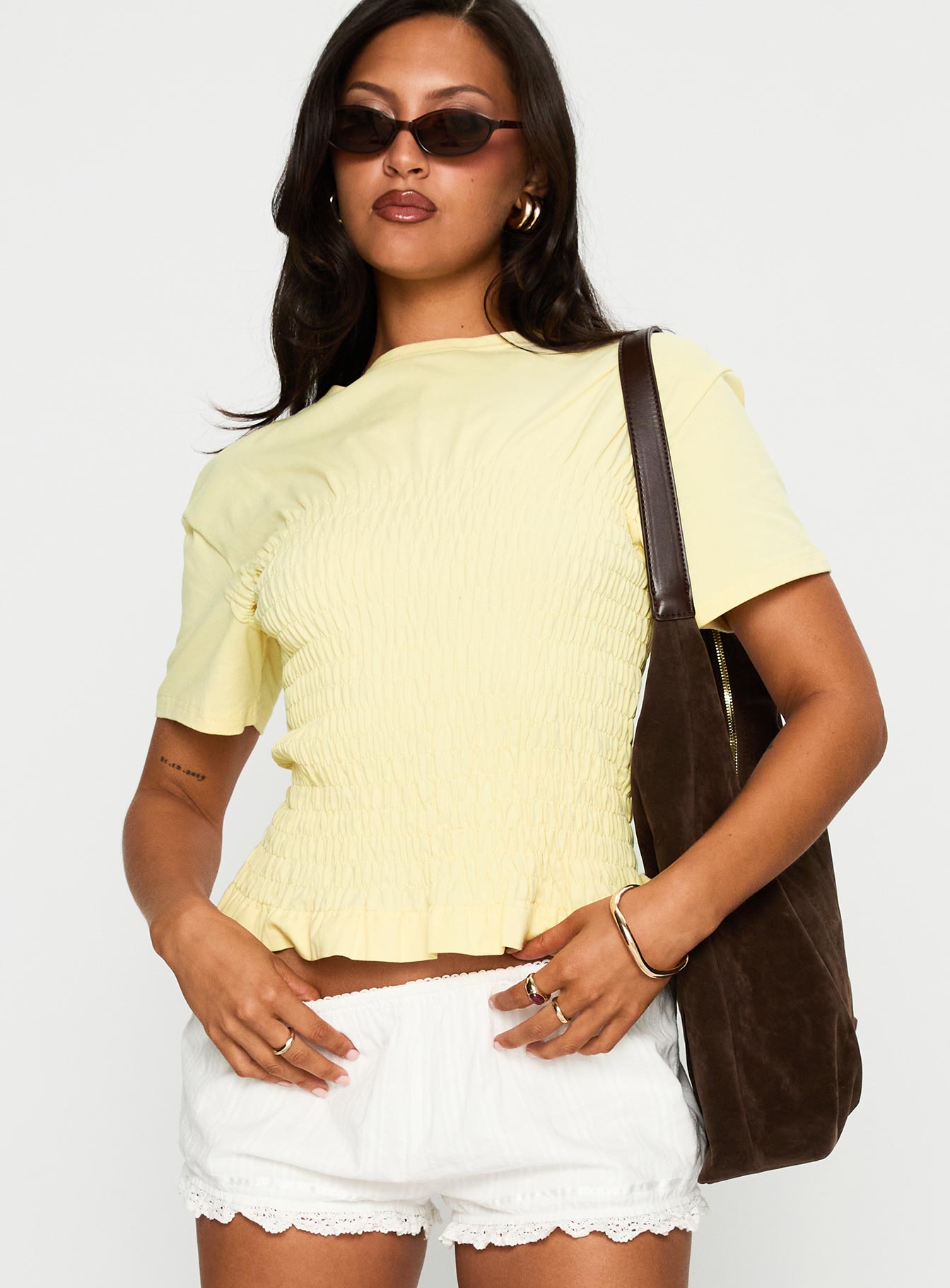 Maybe Tomorrow Ruched Top Lemon - Image 2