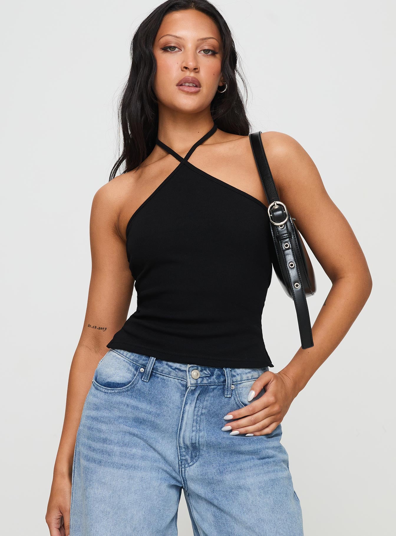 Baseline Halter Rib Top Black - Image 2
