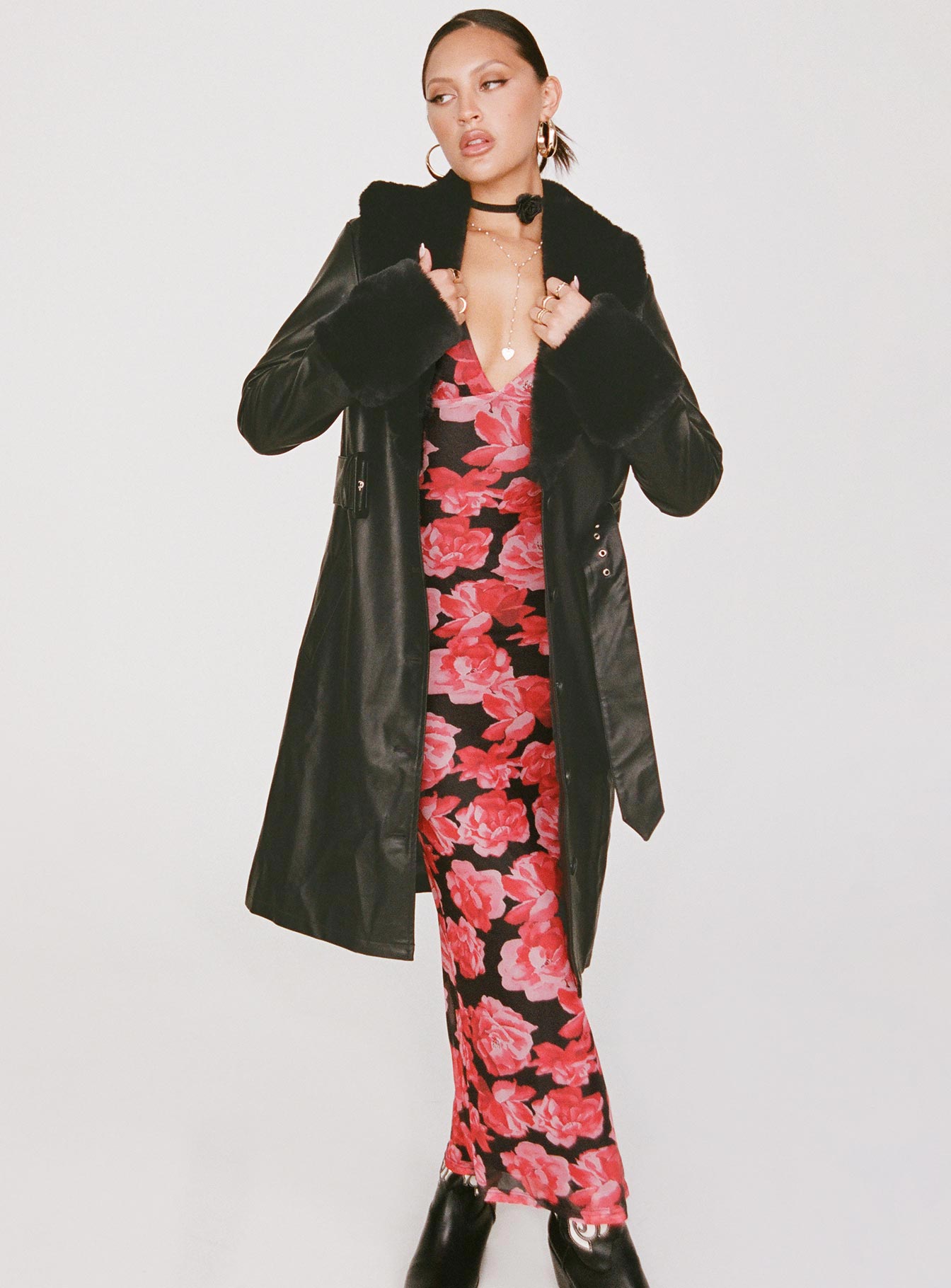 Brooklyn Faux Leather Long Coat Black - Image 13