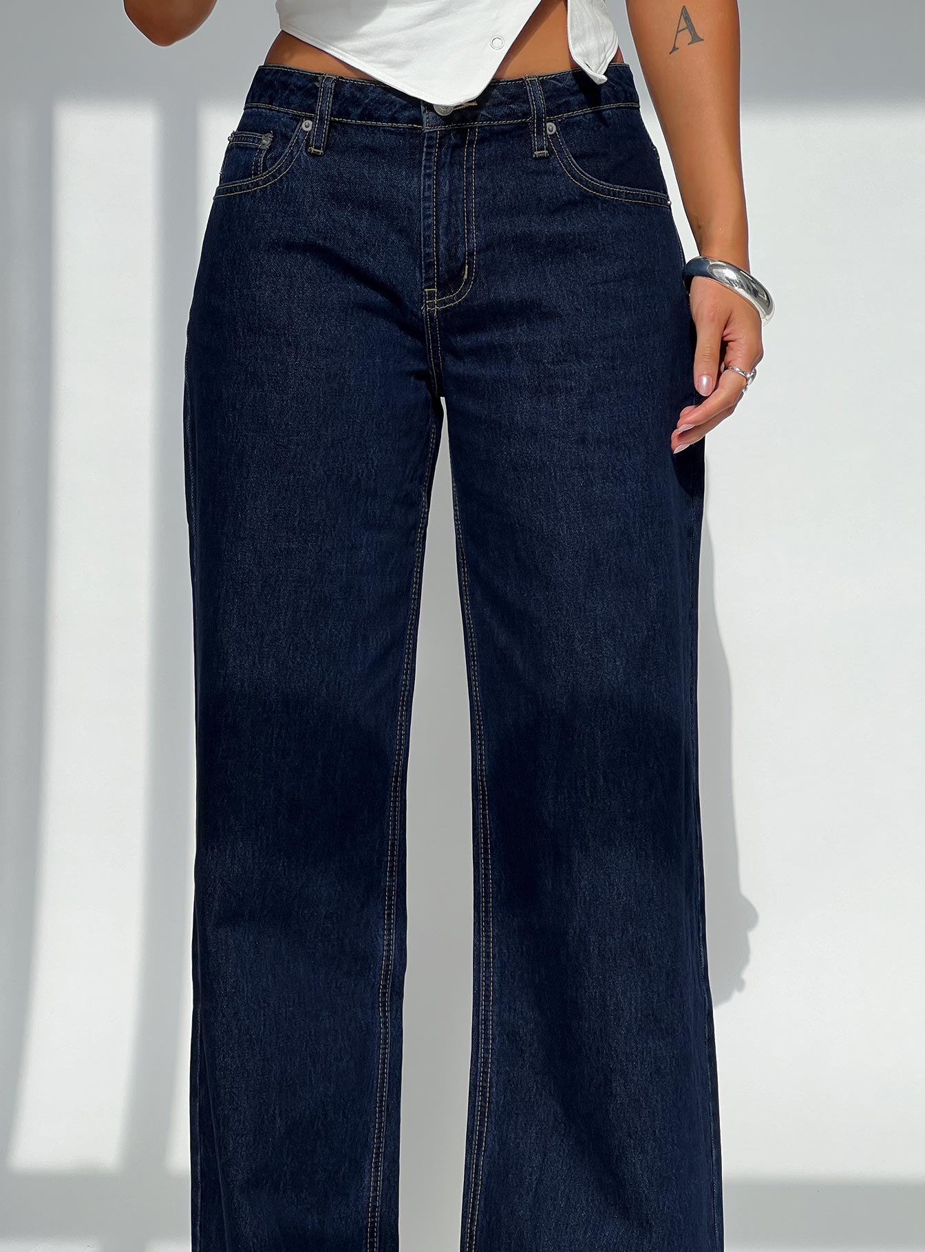 Darla Low Rise Straight Leg Jean Dark Blue Wash Petite - Image 8
