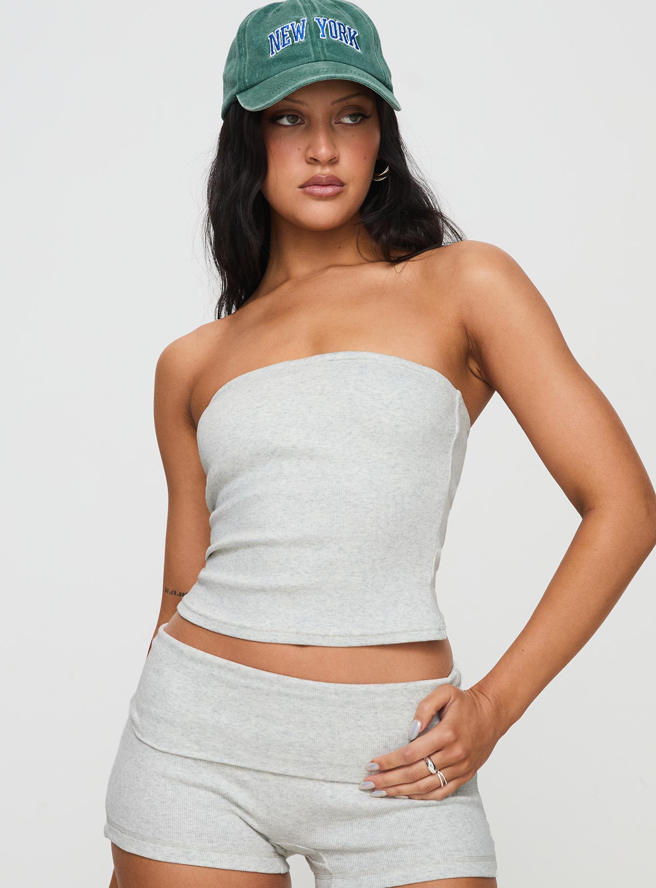 Baseline Strapless Rib Top Grey - Image 2