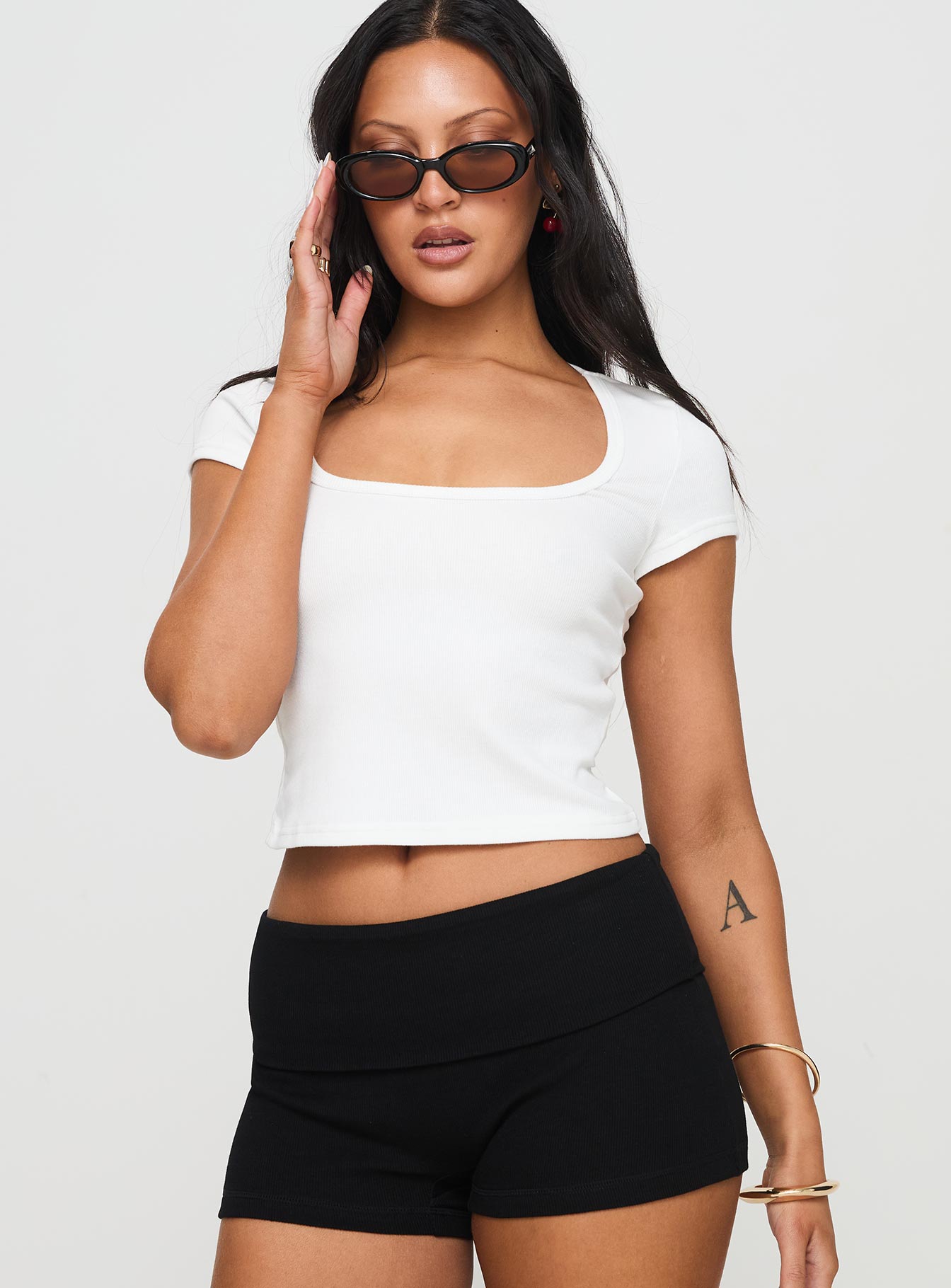 Baseline Square Neck Rib Top White - Image 2