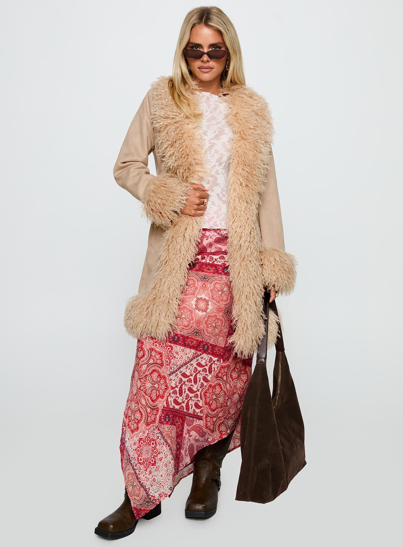 Josefina Faux Fur Detail Jacket Beige - Image 2