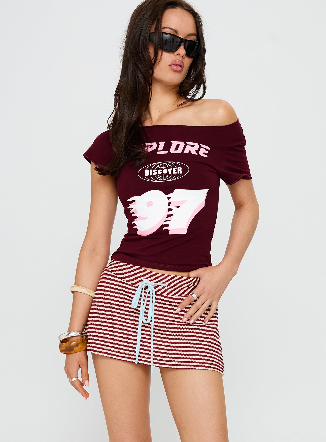 Bexi Textured Skort Red White Stripe - Image 2