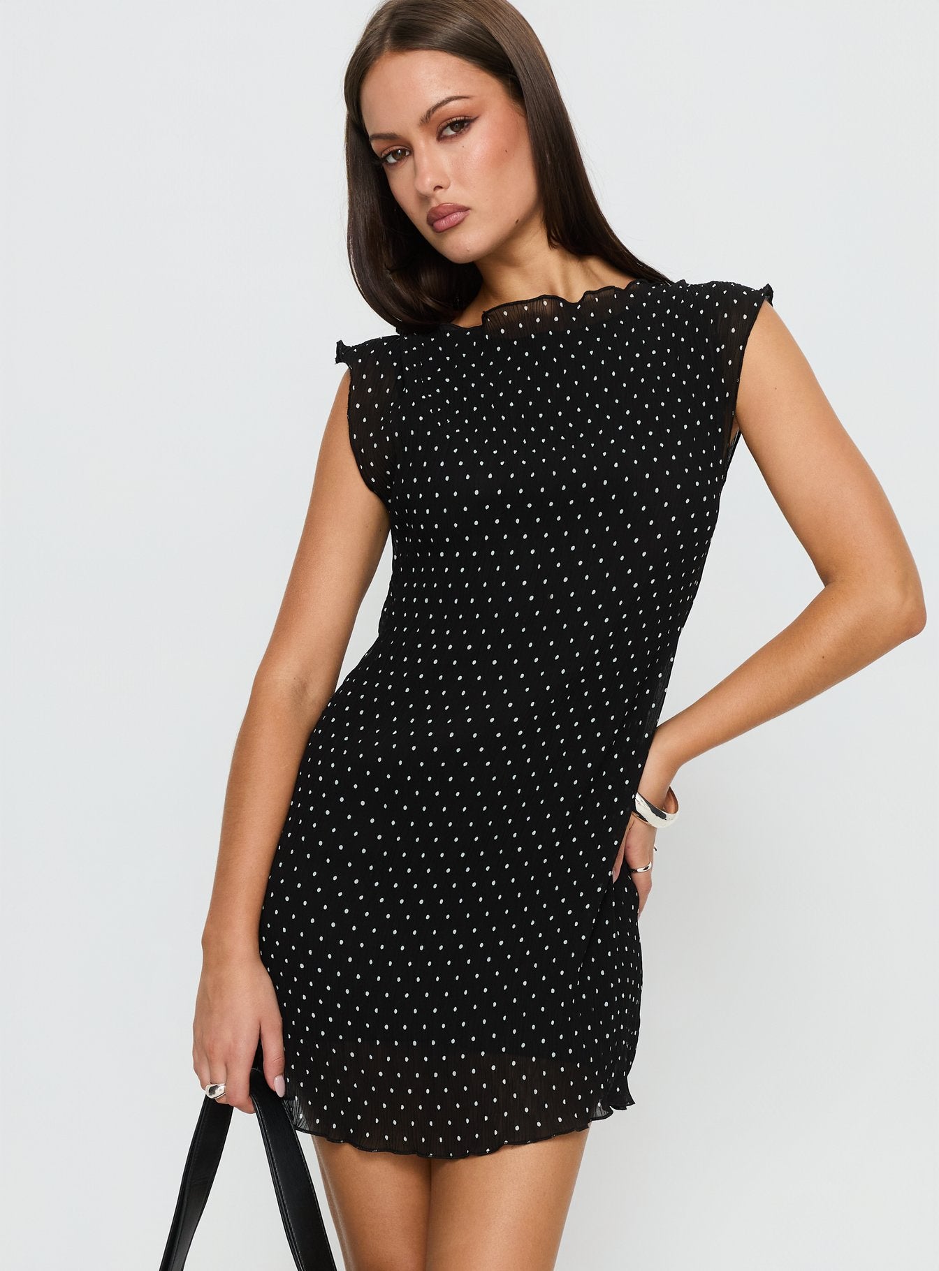 Mariner Mini Dress Noir Polka - Image 2