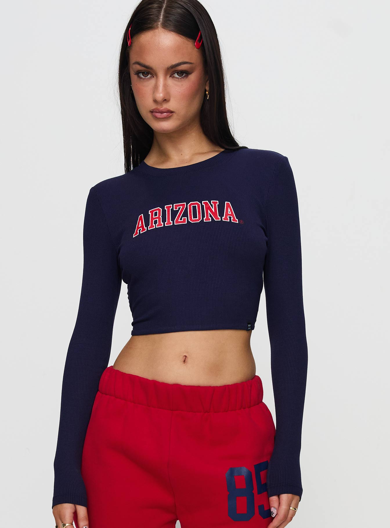 U Of A Bring It Back Long Sleeve Top Navy - Image 2