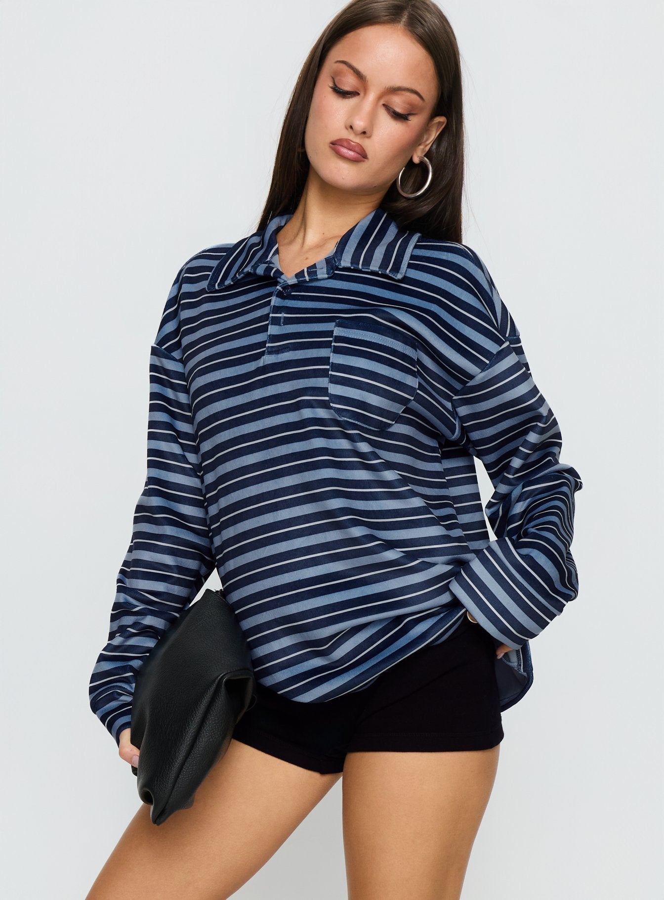Mystris Collared Jumper Blue Stripe - Image 2