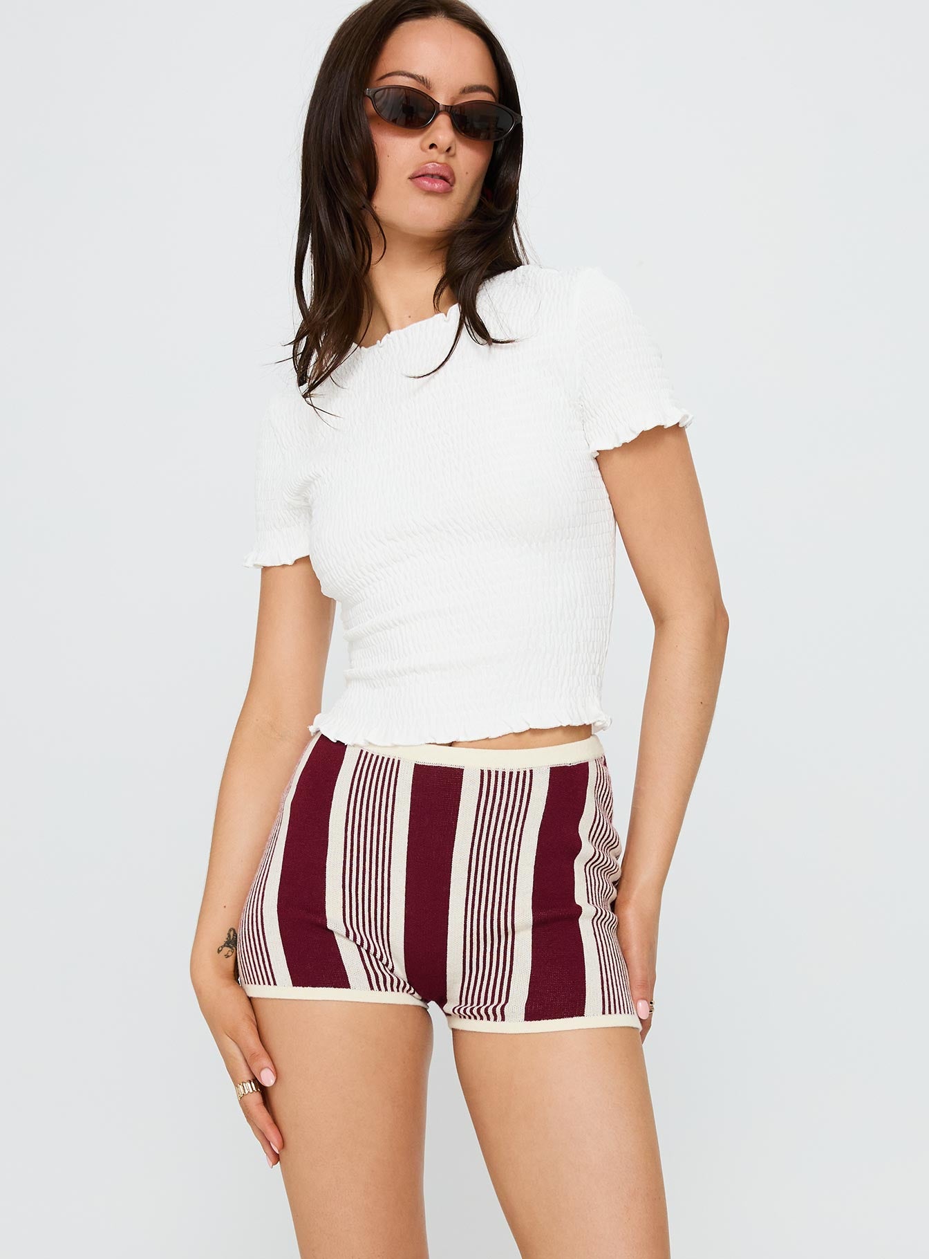 Annisten Knit Shorts Red Cream Stripe - Image 2