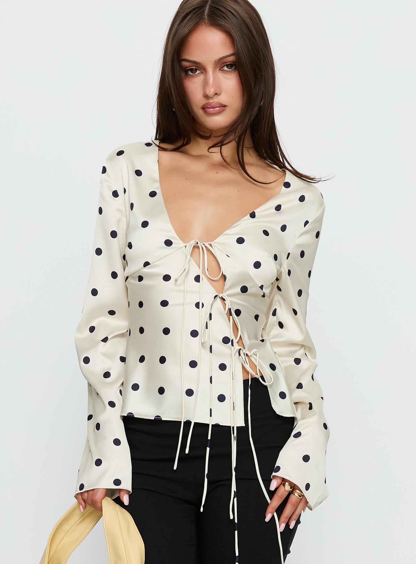 Mariah Long Sleeve Top Cream Polka - Image 2