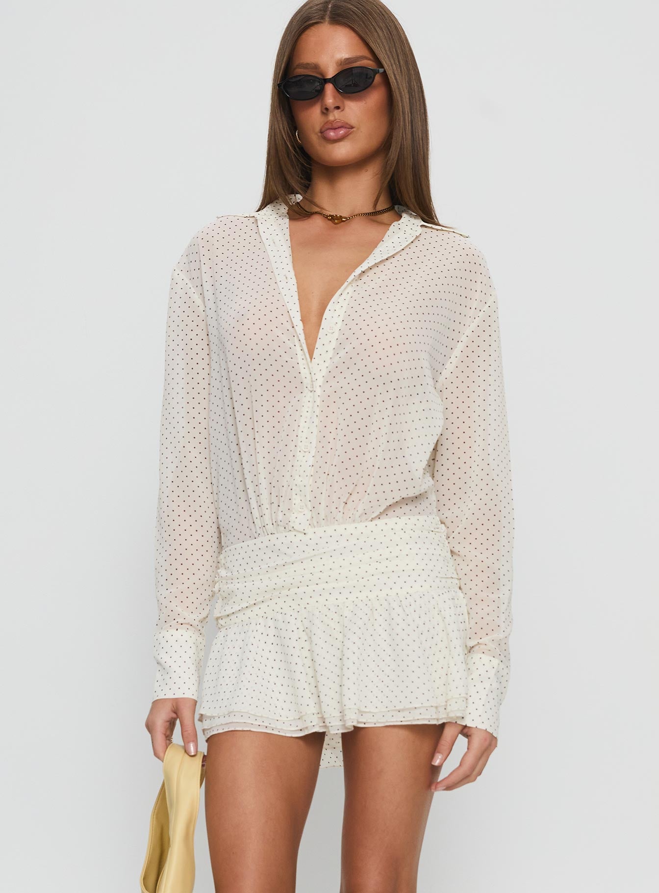Girls Girls Girls Long Sleeve Mini Dress Porcelain Polka - Image 2
