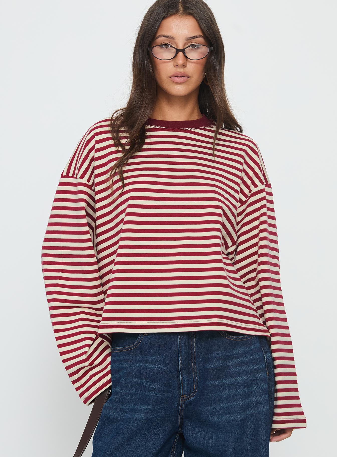 Bloom Long Sleeve Top Wine Stripe - Image 2