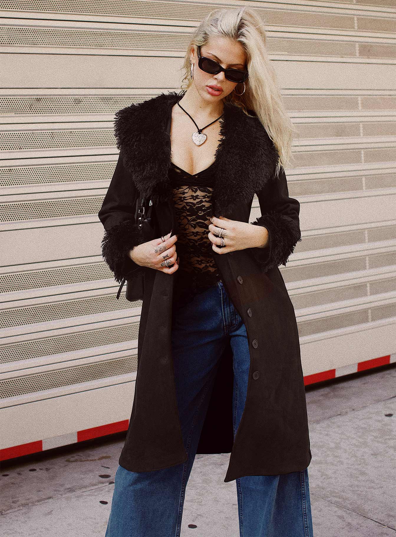 After Party Shearling Jacket Black - Image 2