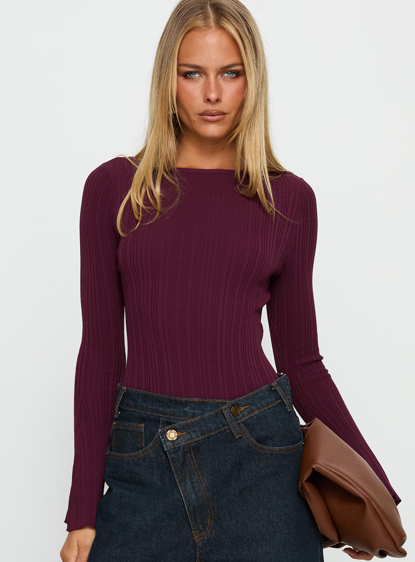 Mayok Long Sleeve Bodysuit Plum - Image 2
