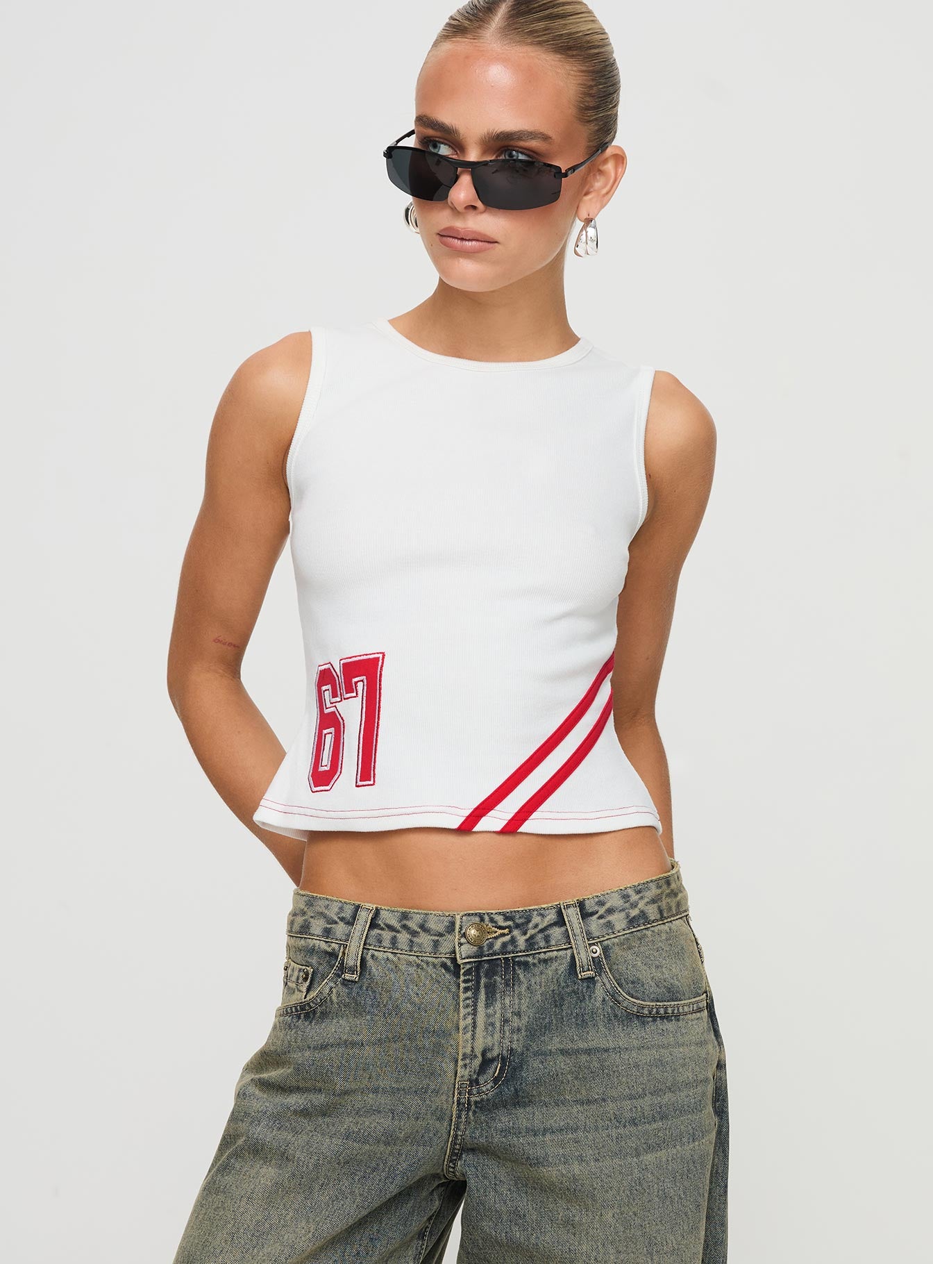 Fast 67 Tank Top White Red - Image 2