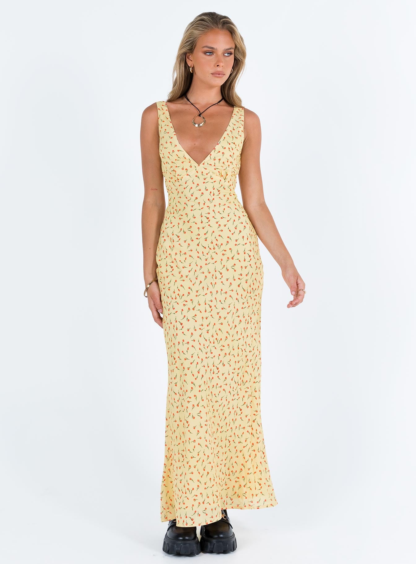 Nellie Maxi Dress Yellow Red Floral - Image 2