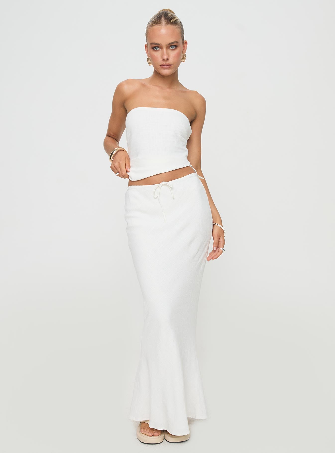 Mercer Linen Blend Maxi Skirt White - Image 2