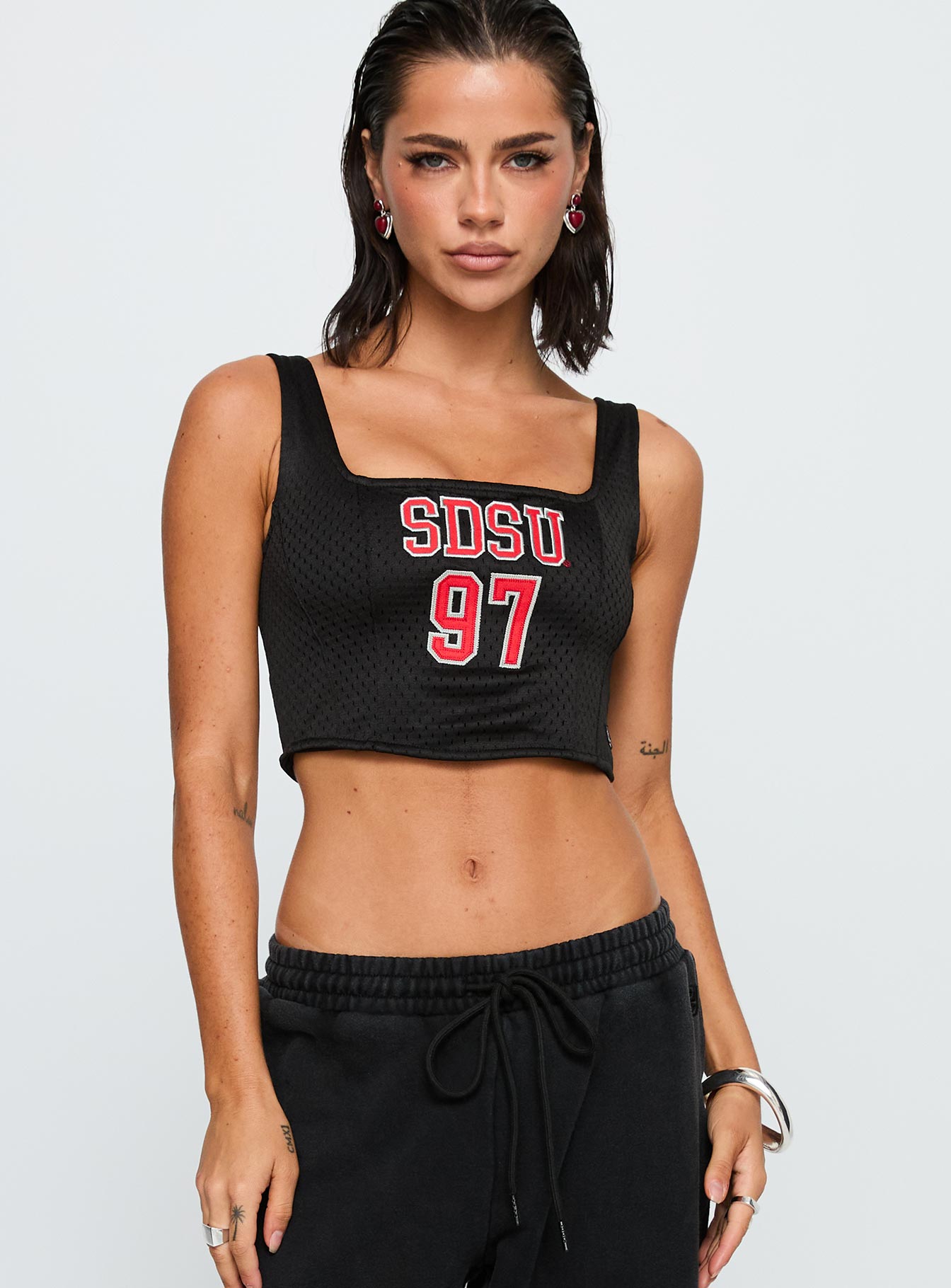 Sdsu Jersey Corset Top Black - Image 2