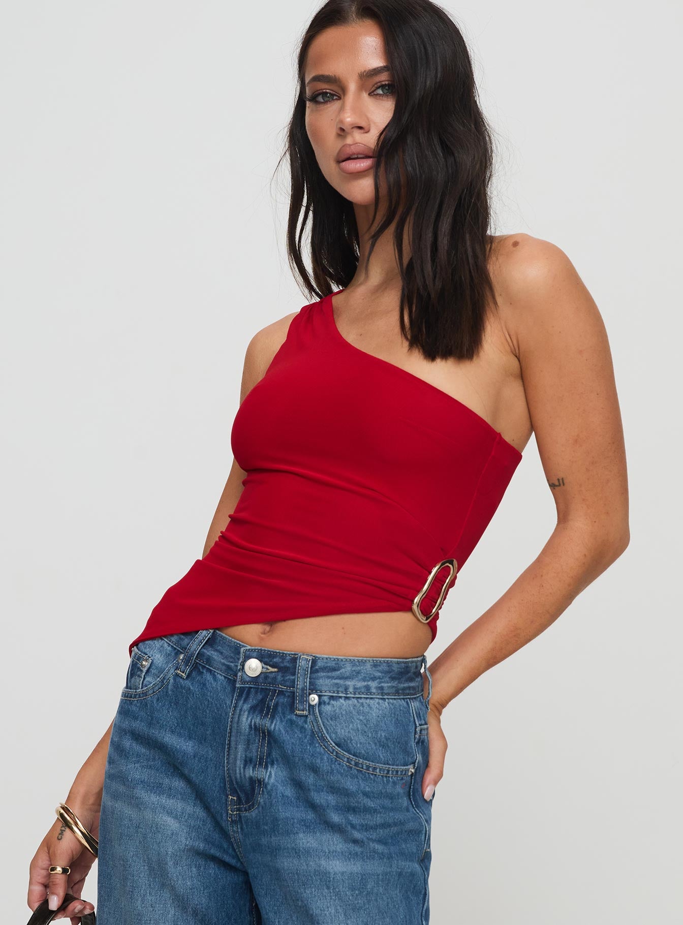 Machiatto One Shoulder Top Red - Image 2