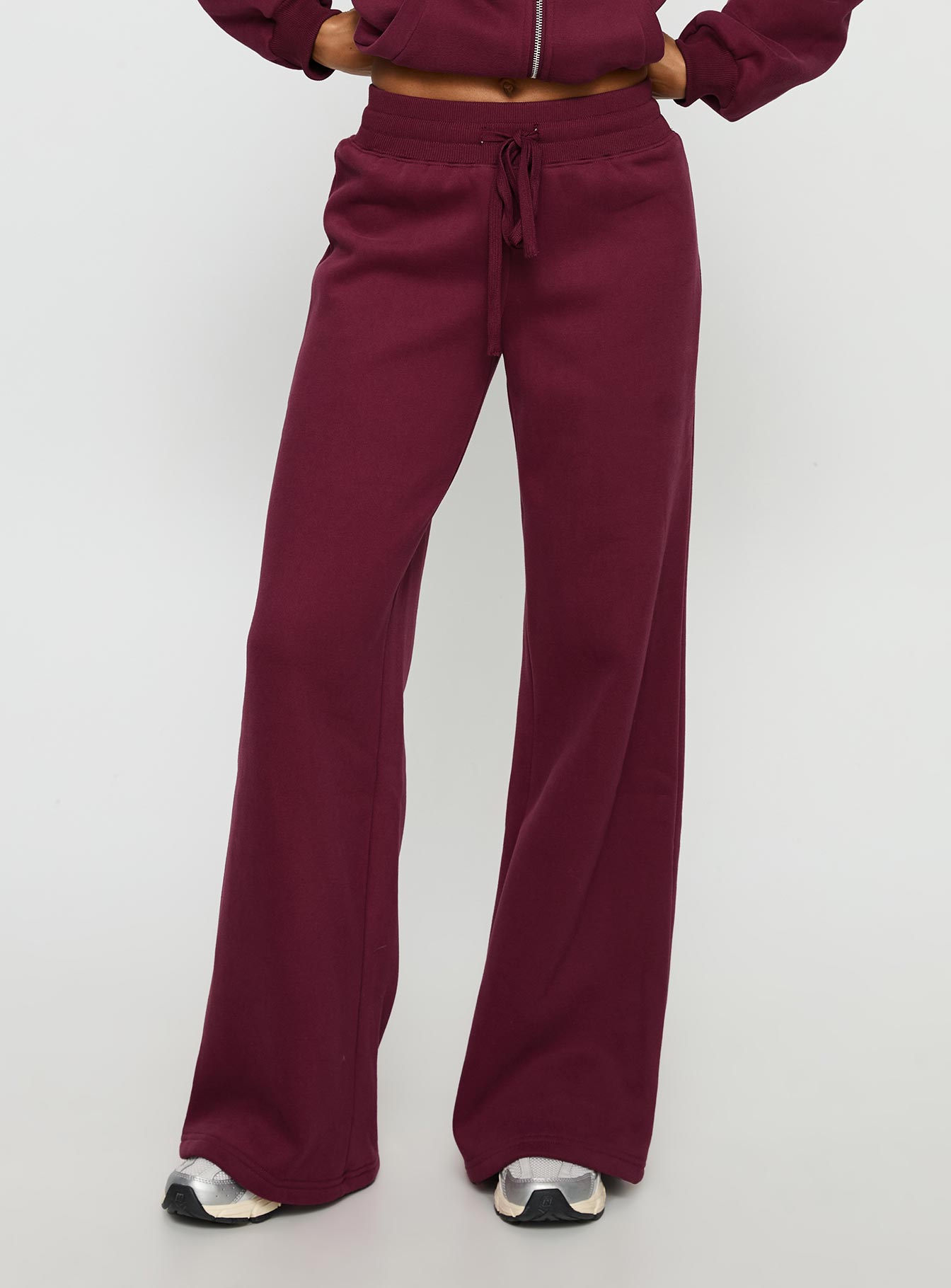 Princess Polly Stargirl Wide Leg Sweat Pants Burgundy - Image 2