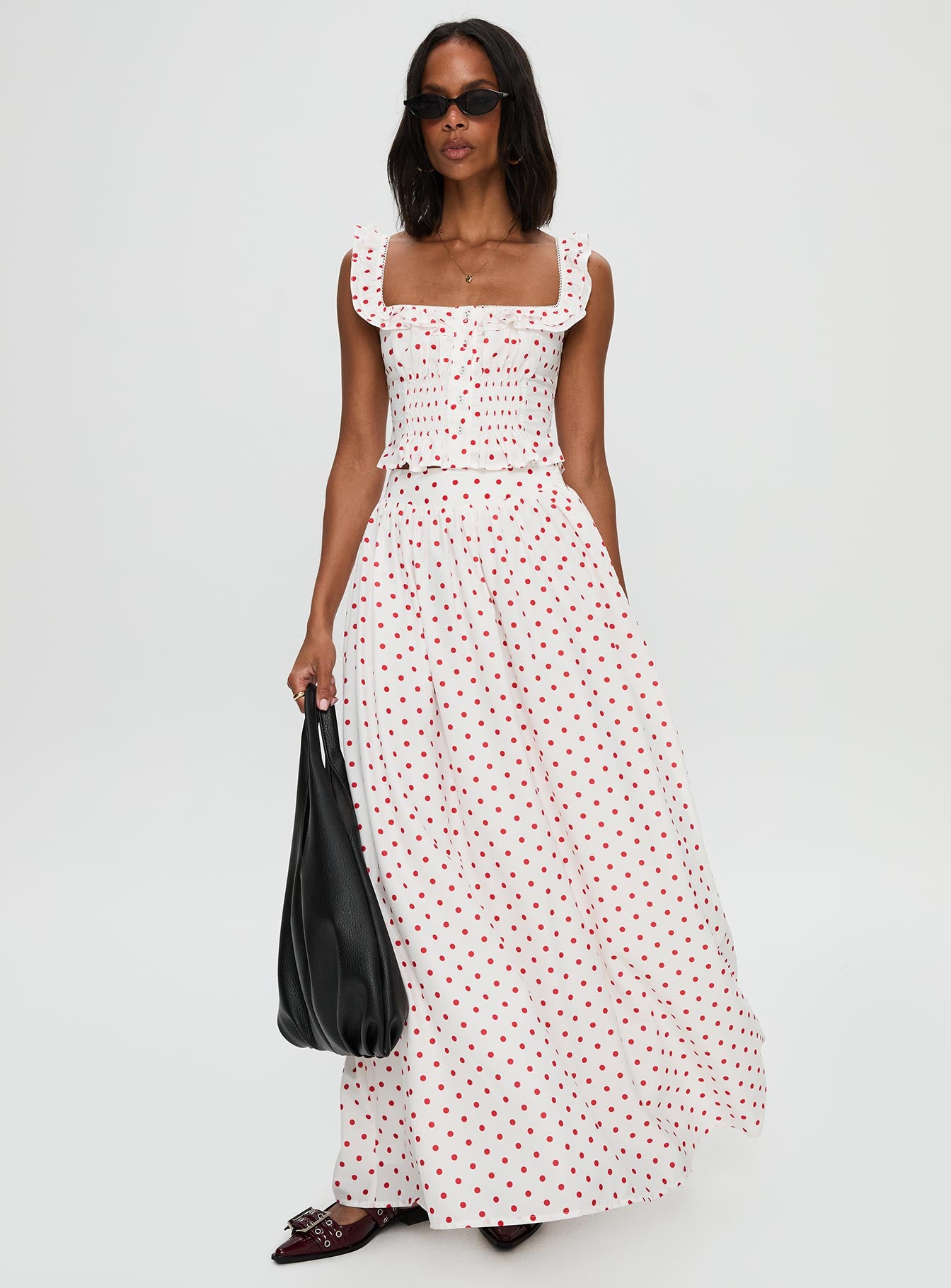 Valerio Maxi Skirt White Red - Image 2